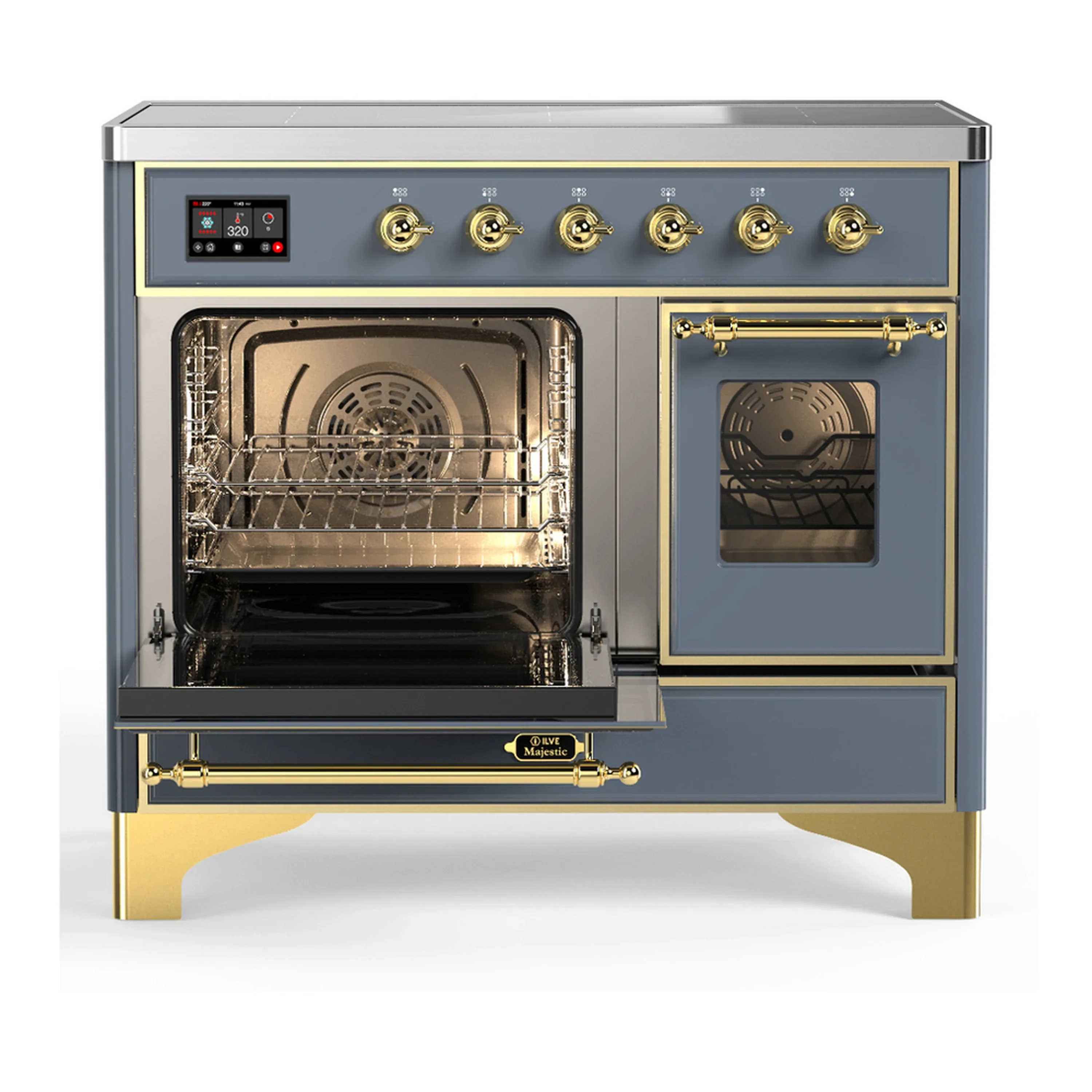 ILVE Majestic III 40-Inch Induction Range with 6 Induction Elements and Triple Glass Door Electric Oven in Blue Grey with Brass Trim (UMDIB40NR3BGG) - Image 5