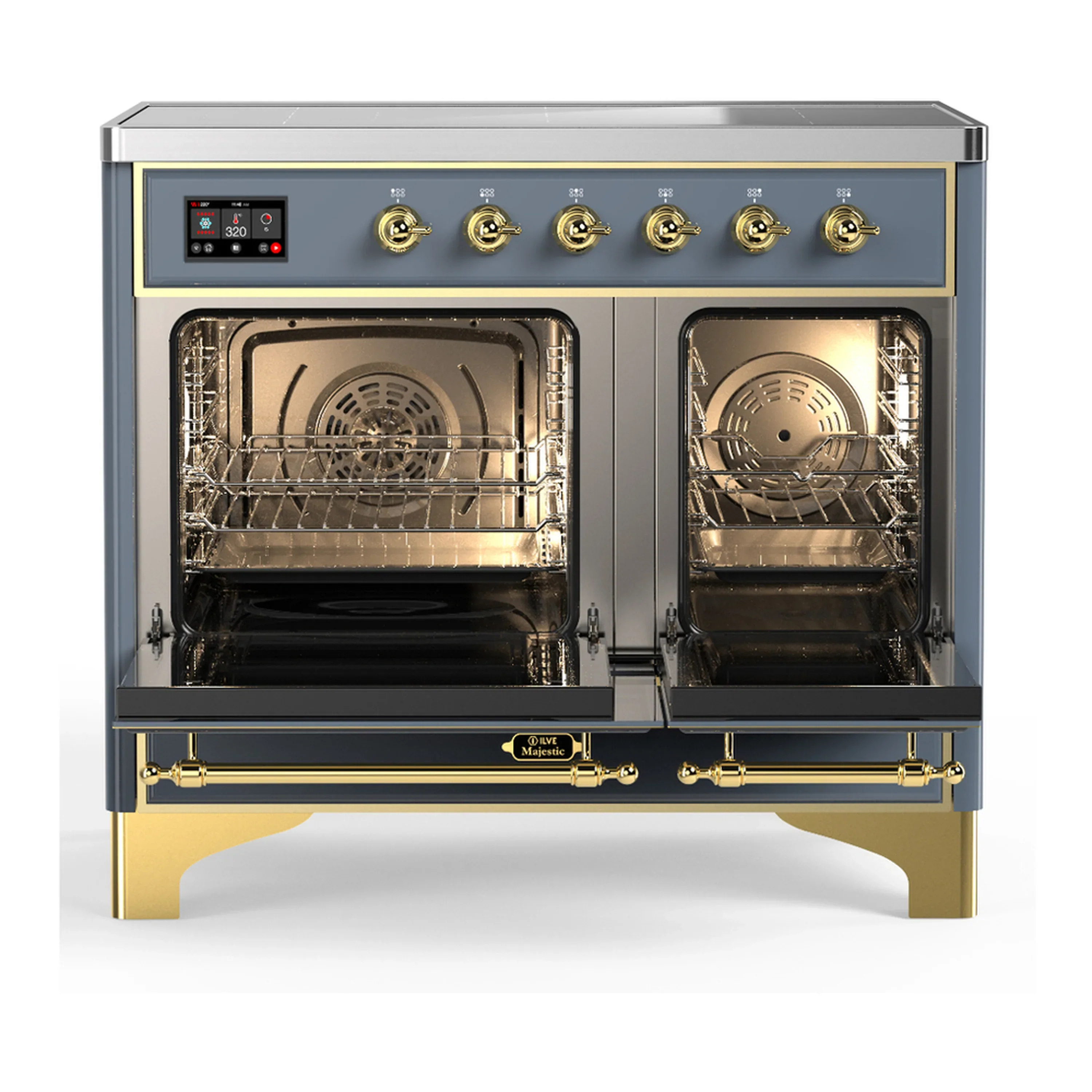 ILVE Majestic III 40-Inch Induction Range with 6 Induction Elements and Triple Glass Door Electric Oven in Blue Grey with Brass Trim (UMDIB40NR3BGG) - Image 6