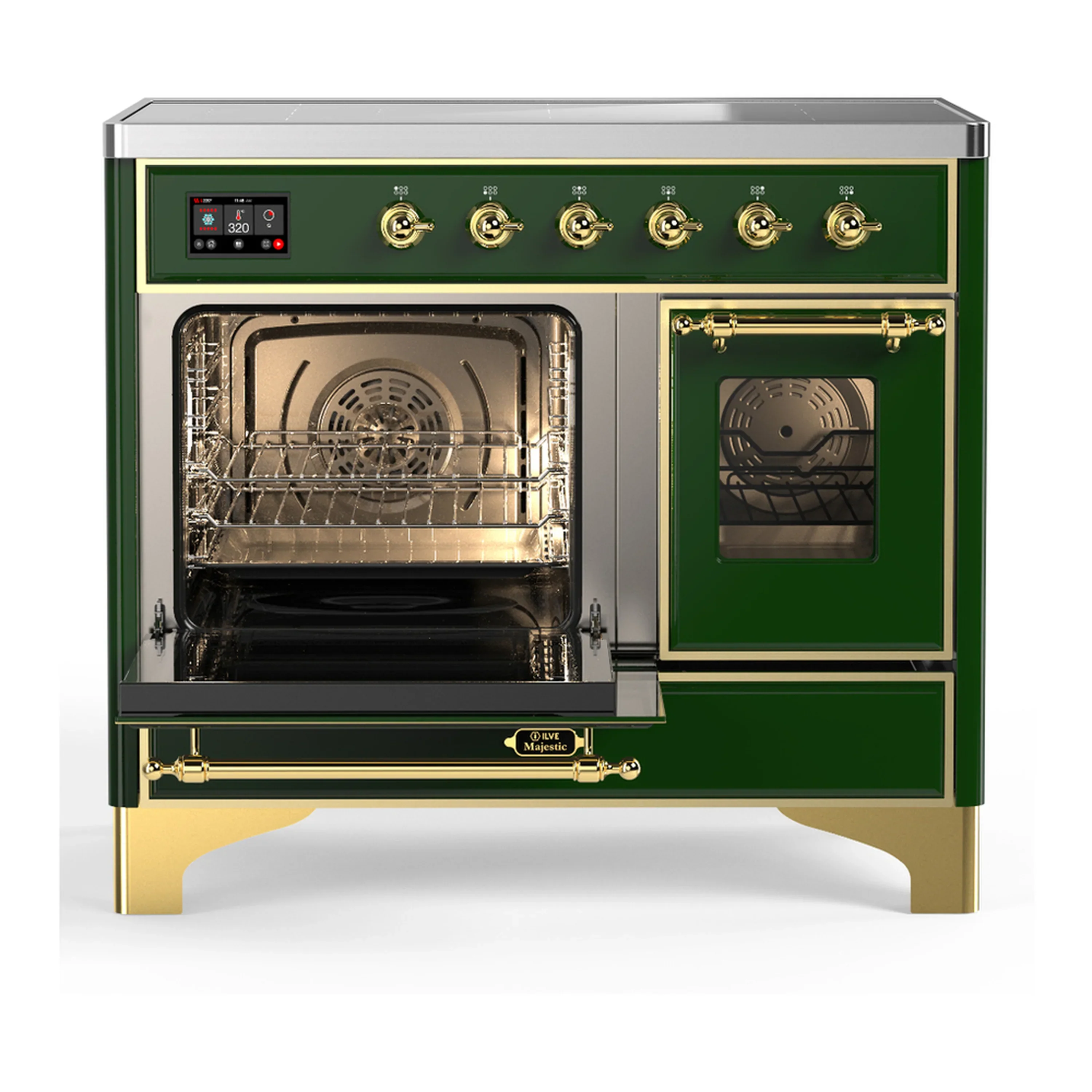 ILVE Majestic III 40-Inch Induction Range with 6 Induction Elements and Triple Glass Door Electric Oven in Emerald Green with Brass Trim (UMDIB40NR3EGG) - Image 5