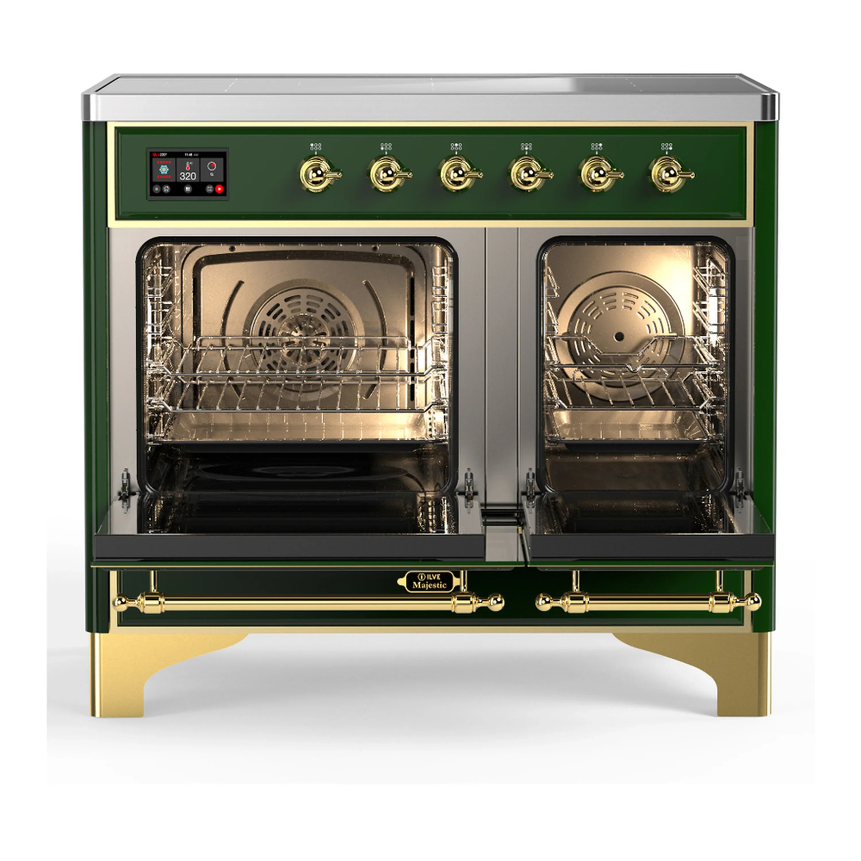 ILVE Majestic III 40-Inch Induction Range with 6 Induction Elements and Triple Glass Door Electric Oven in Emerald Green with Brass Trim (UMDIB40NR3EGG) - Image 6