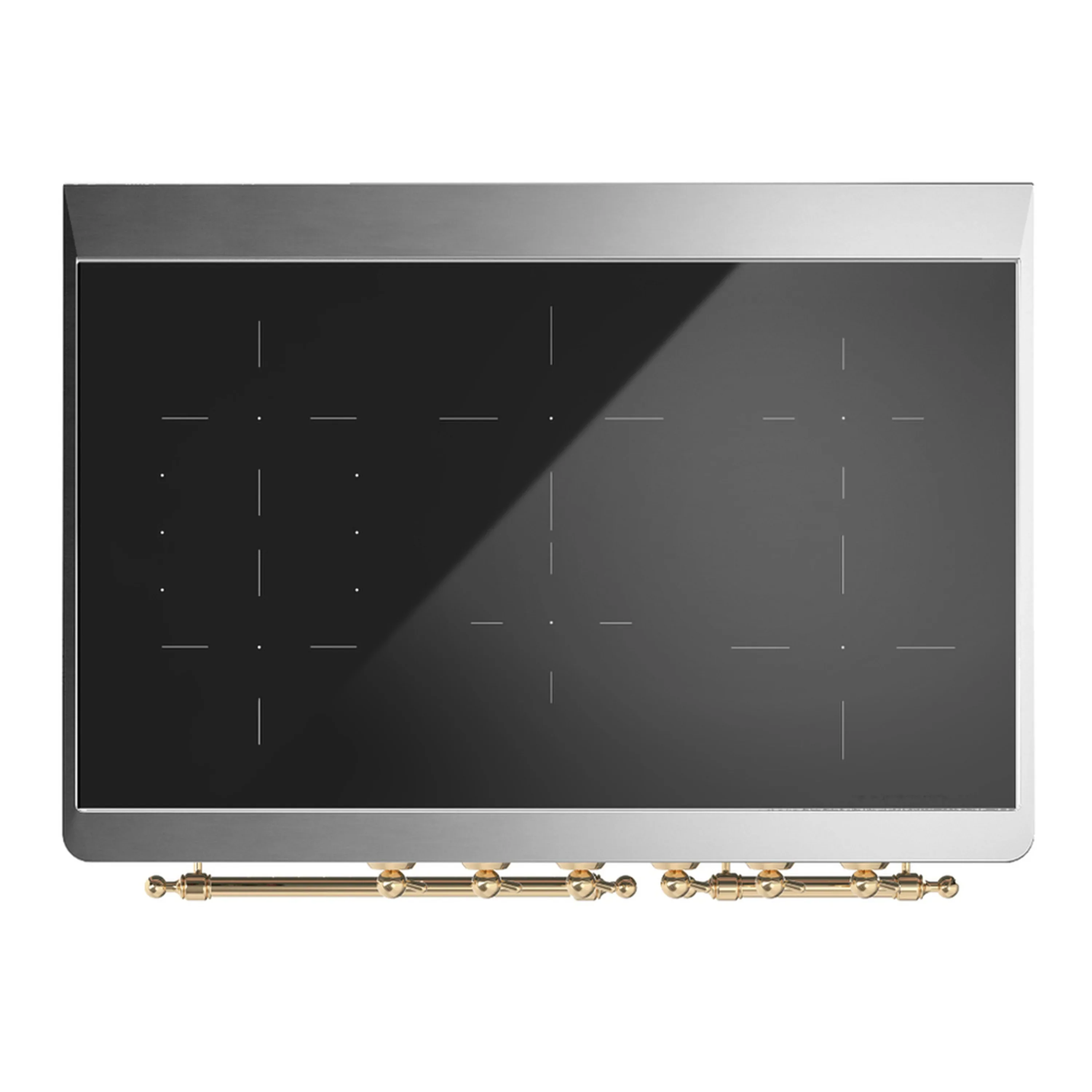ILVE Majestic III 40-Inch Induction Range with 6 Induction Elements and Solid Door Electric Oven in Glossy Black with Brass Trim (UMDIB40QNR3BKG) - Image 2