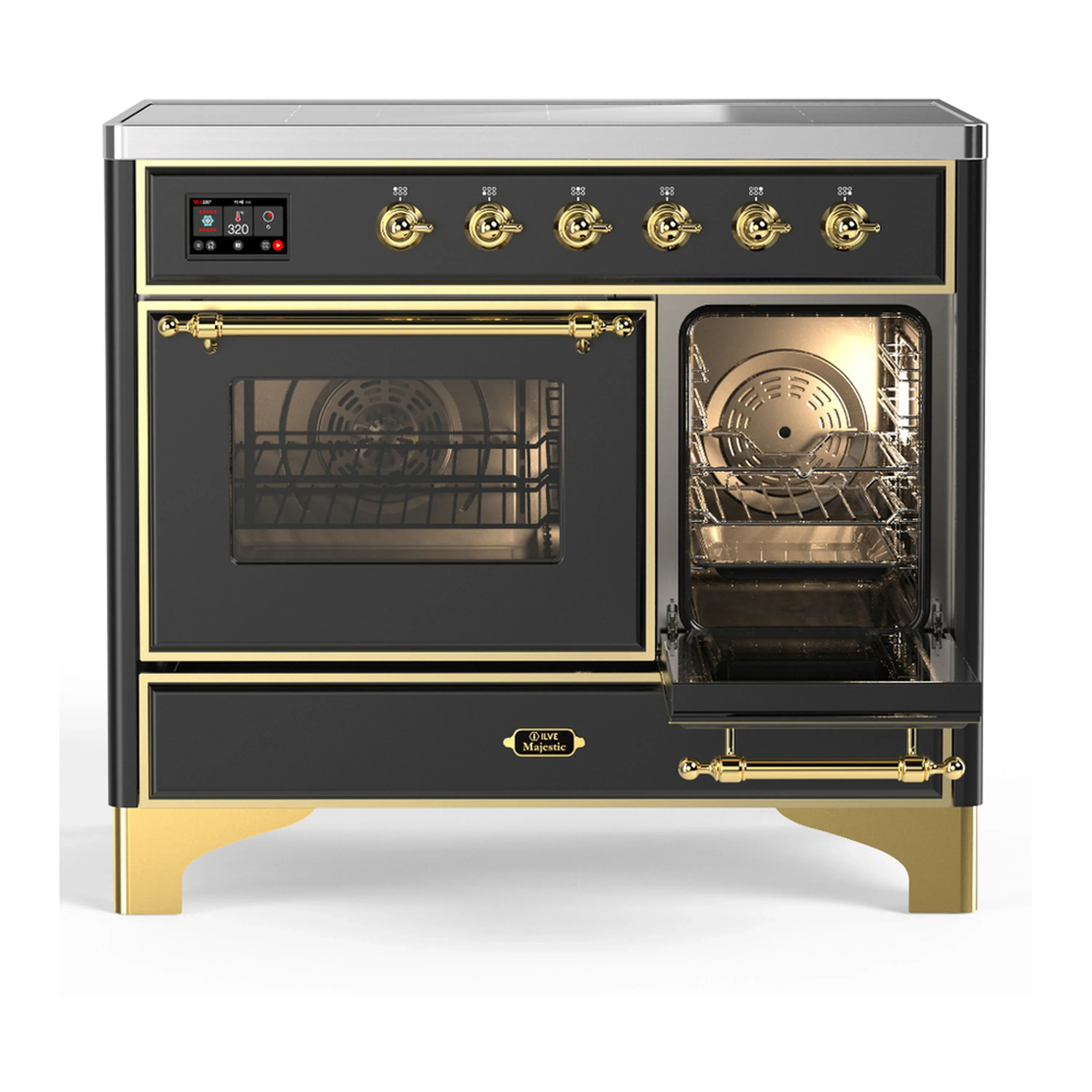 ILVE Majestic III 40-Inch Induction Range with 6 Induction Elements and Triple Glass Door Electric Oven in Matte Graphite with Brass Trim (UMDIB40NR3MGG) - Image 3