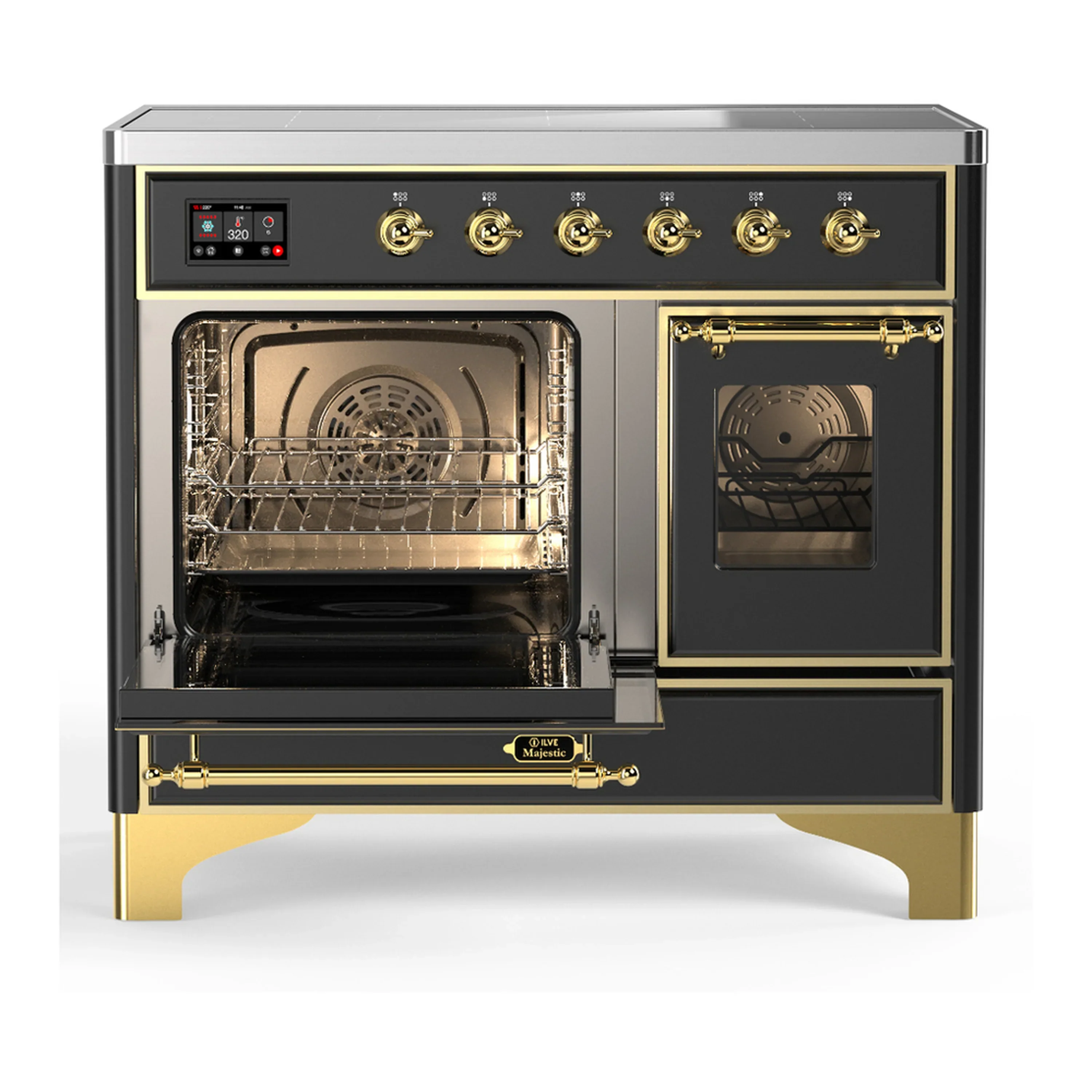 ILVE Majestic III 40-Inch Induction Range with 6 Induction Elements and Triple Glass Door Electric Oven in Matte Graphite with Brass Trim (UMDIB40NR3MGG) - Image 4
