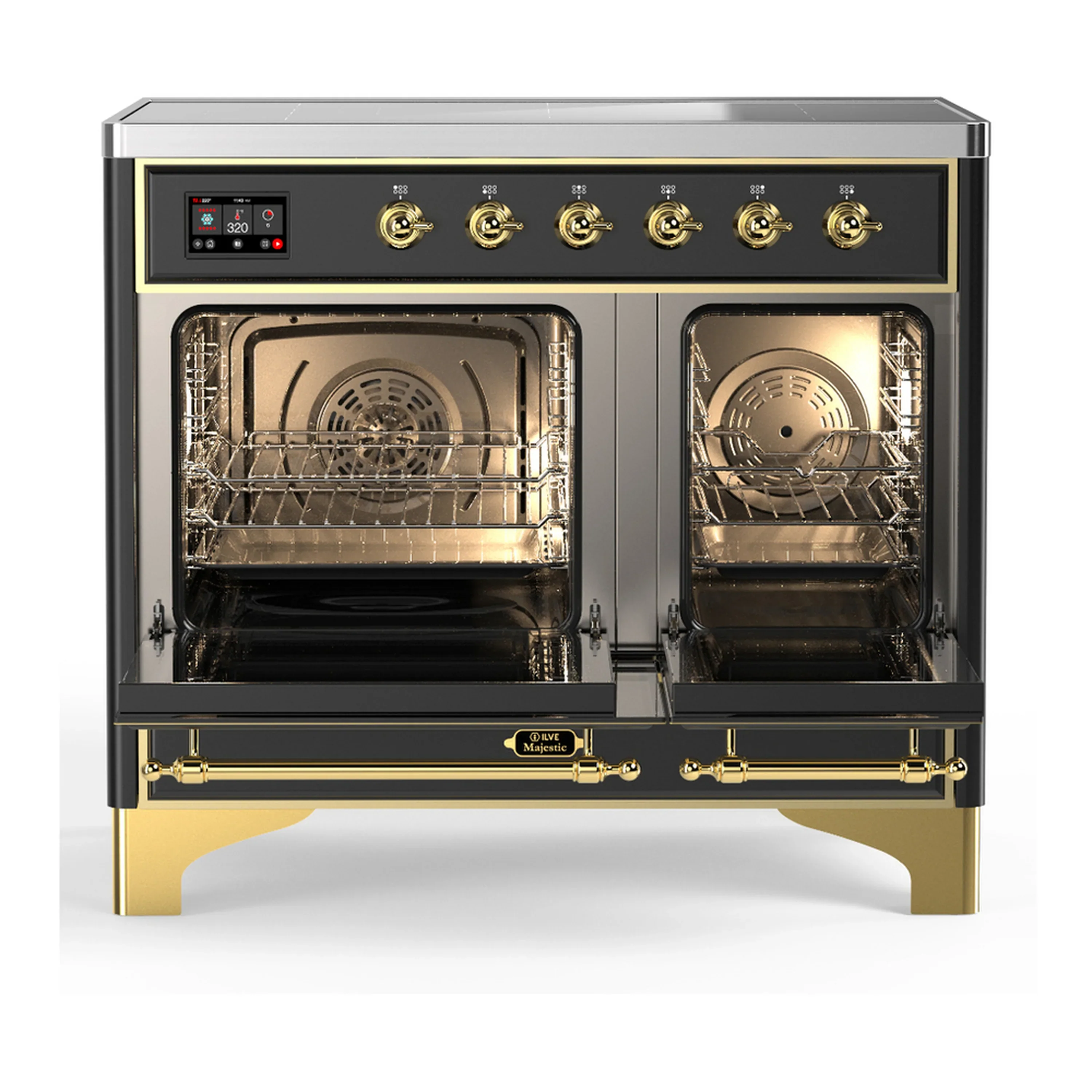 ILVE Majestic III 40-Inch Induction Range with 6 Induction Elements and Solid Door Electric Oven in Matte Graphite with Brass Trim (UMDIB40QNR3MGG) - Image 6
