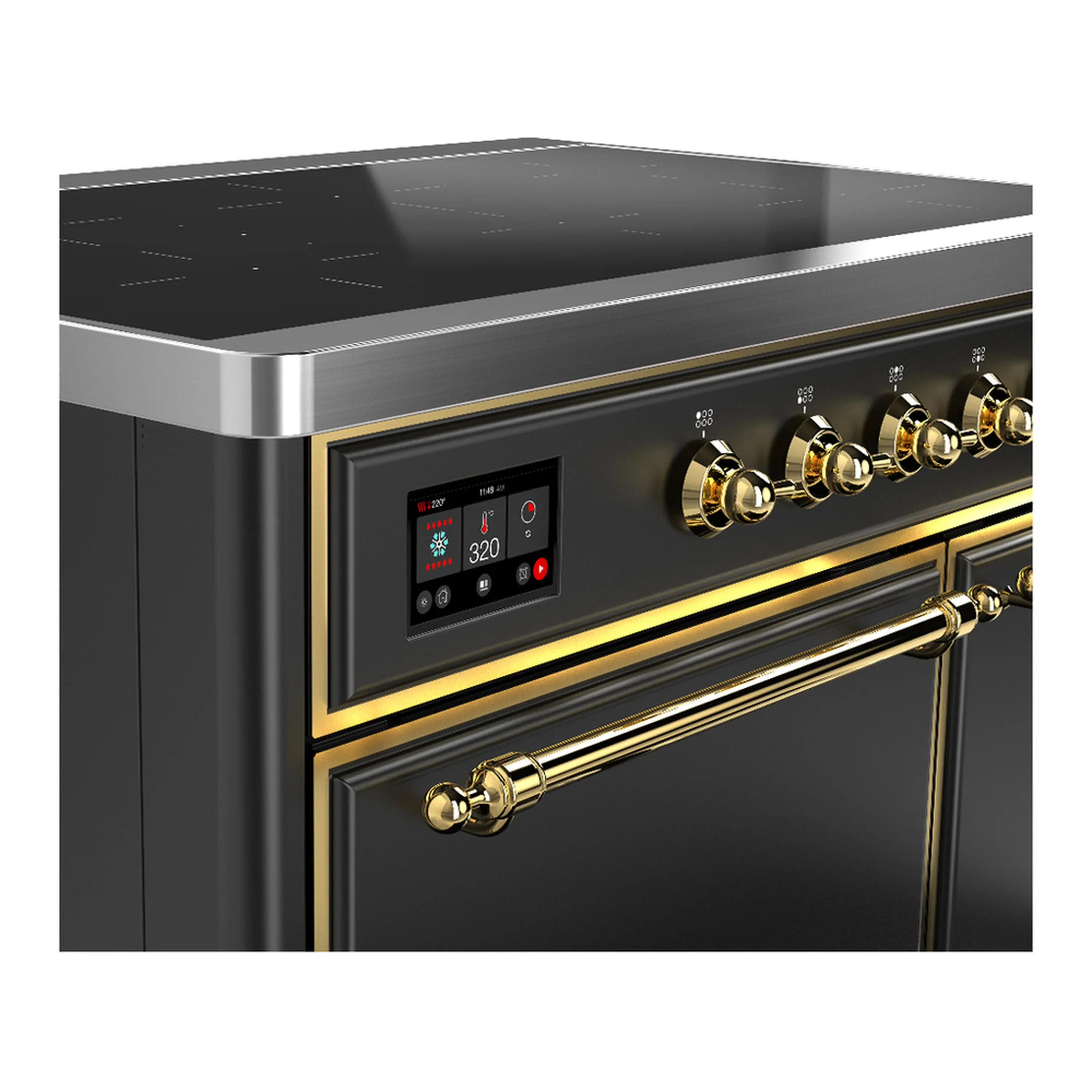 ILVE Majestic III 40-Inch Induction Range with 6 Induction Elements and Solid Door Electric Oven in Matte Graphite with Brass Trim (UMDIB40QNR3MGG) - Image 7