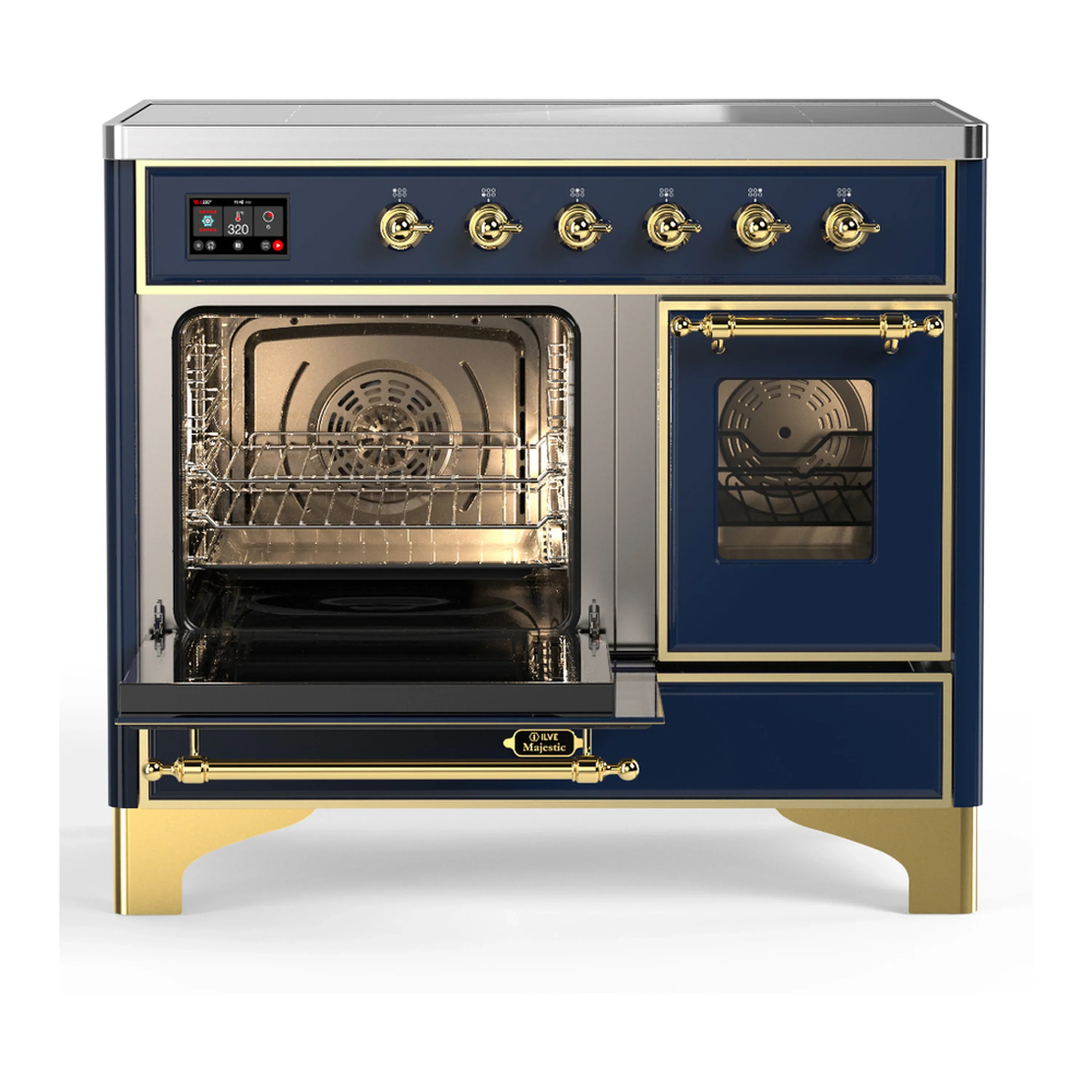 ILVE Majestic III 40-Inch Induction Range with 6 Induction Elements and Triple Glass Door Electric Oven in Mightnight Blue with Brass Trim (UMDIB40NR3MBG) - Image 5