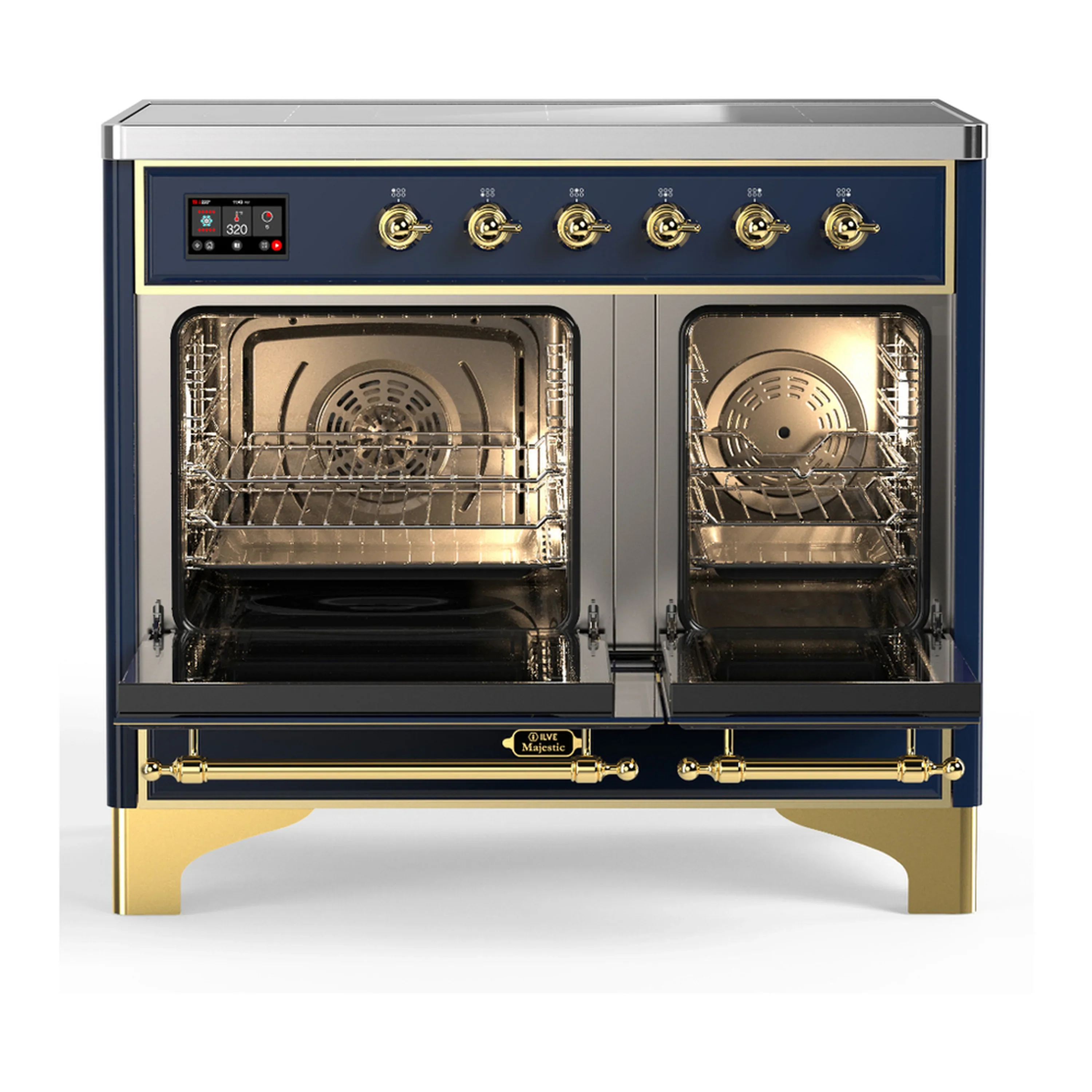 ILVE Majestic III 40-Inch Induction Range with 6 Induction Elements and Triple Glass Door Electric Oven in Mightnight Blue with Brass Trim (UMDIB40NR3MBG) - Image 6
