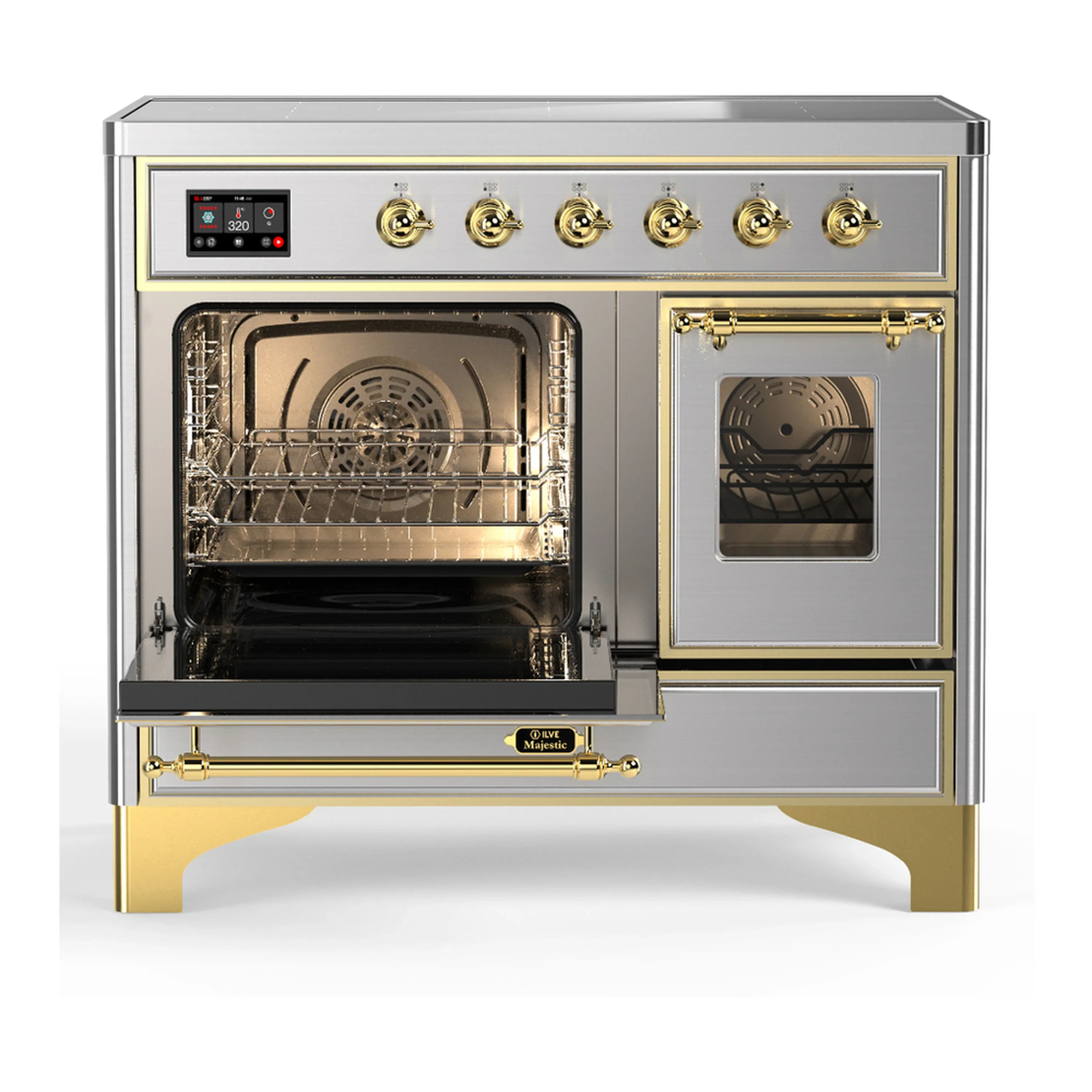 ILVE Majestic III 40-Inch Induction Range with 6 Induction Elements and Triple Glass Door Electric Oven in Stainless Steel with Brass Trim (UMDIB40NR3SSG) - Image 5