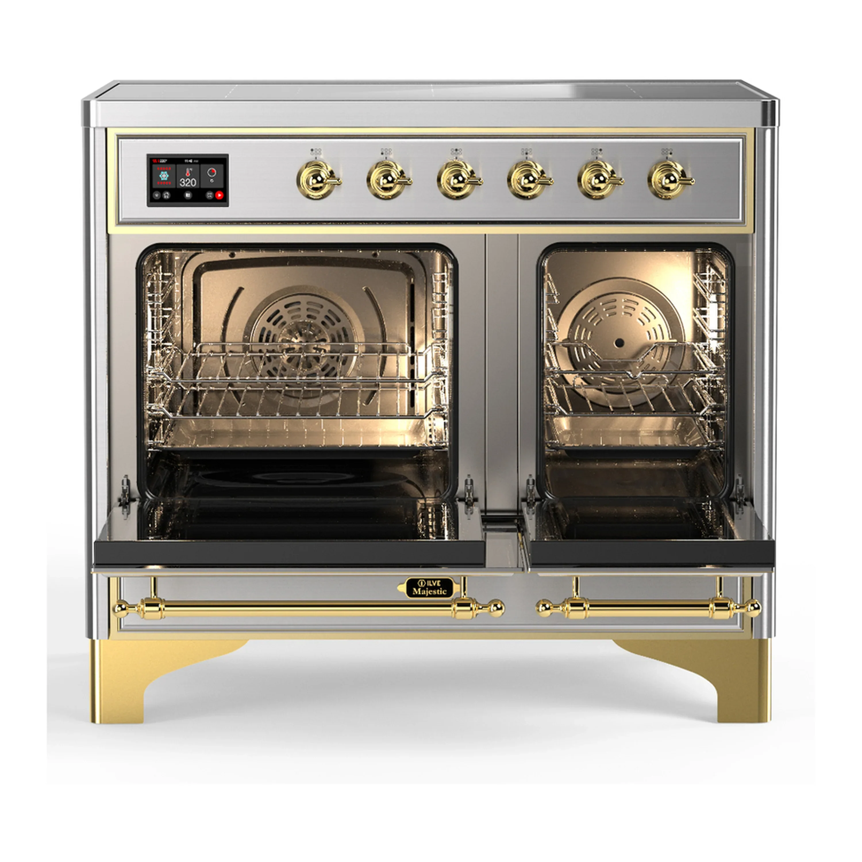 ILVE Majestic III 40-Inch Induction Range with 6 Induction Elements and Triple Glass Door Electric Oven in Stainless Steel with Brass Trim (UMDIB40NR3SSG) - Image 6