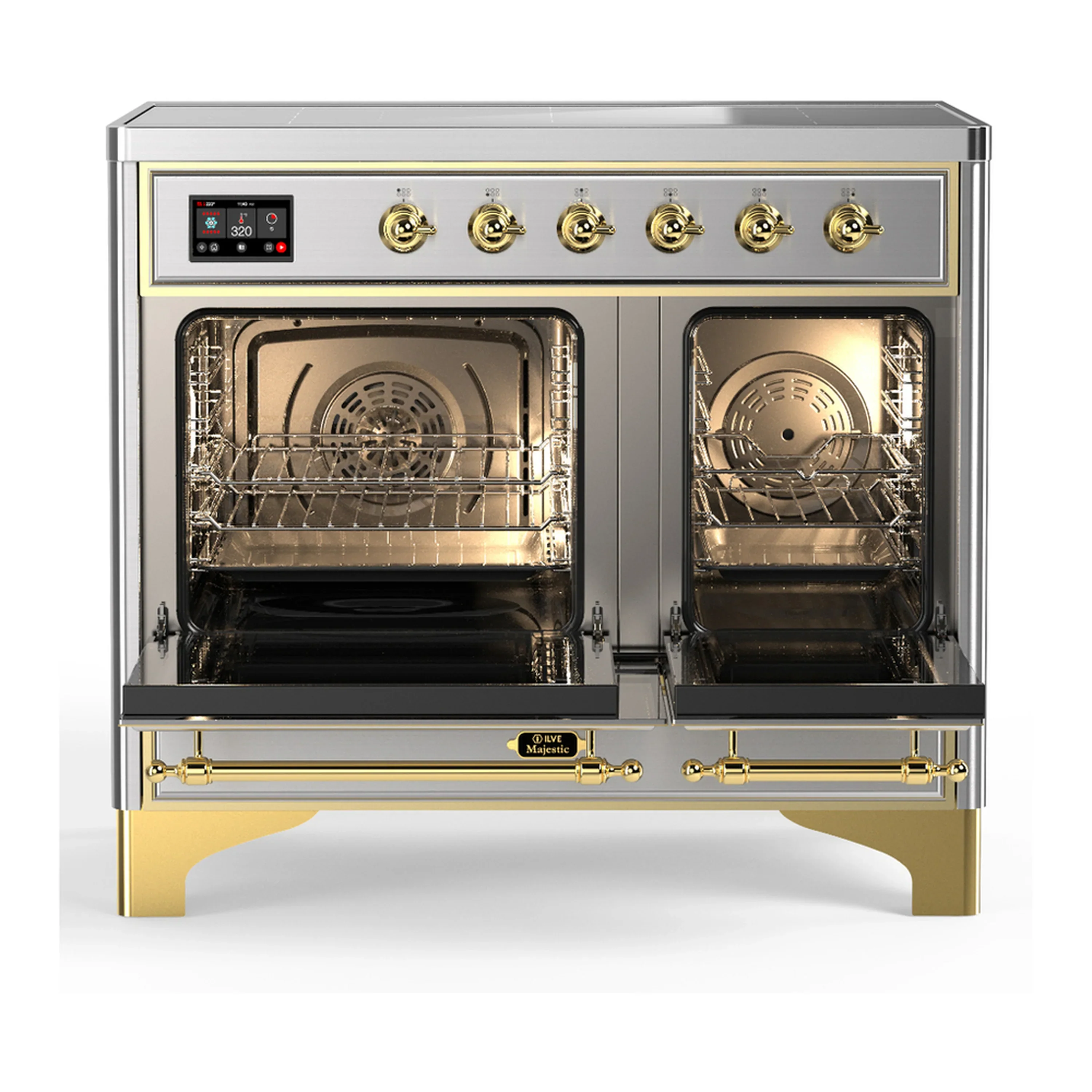 ILVE Majestic III 40-Inch Induction Range with 6 Induction Elements and Solid Door Electric Oven in Stainless Steel with Brass Trim (UMDIB40QNR3SSG) - Image 6
