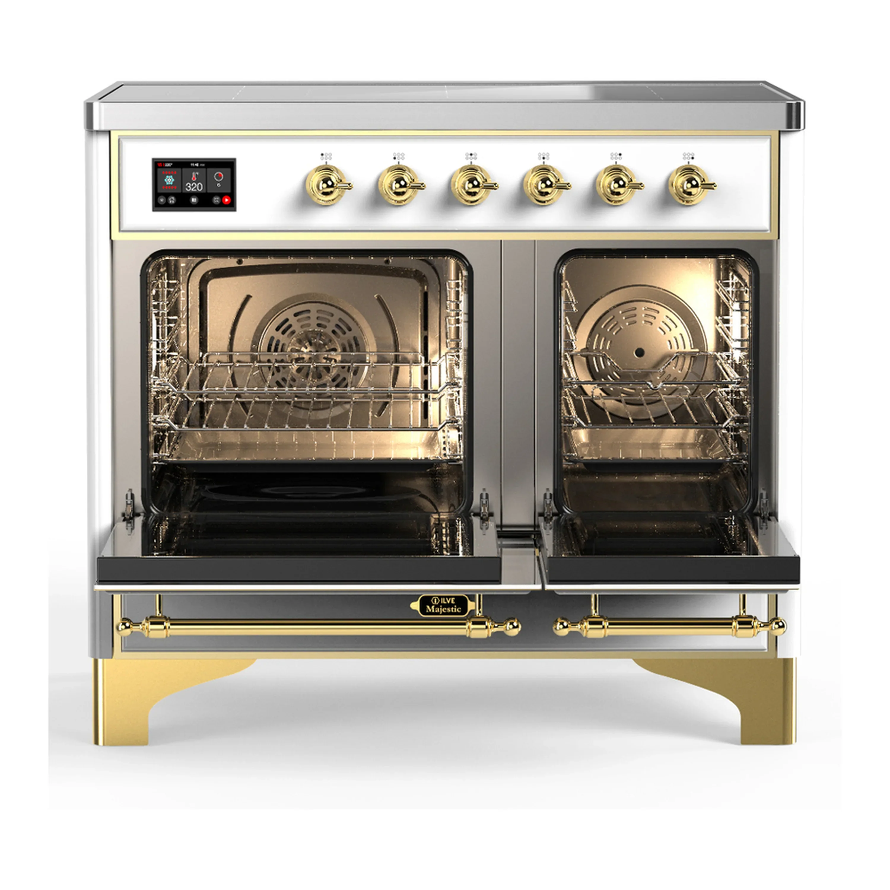 ILVE Majestic III 40-Inch Induction Range with 6 Induction Elements and Triple Glass Door Electric Oven in White with Brass Trim (UMDIB40NR3WHG) - Image 6