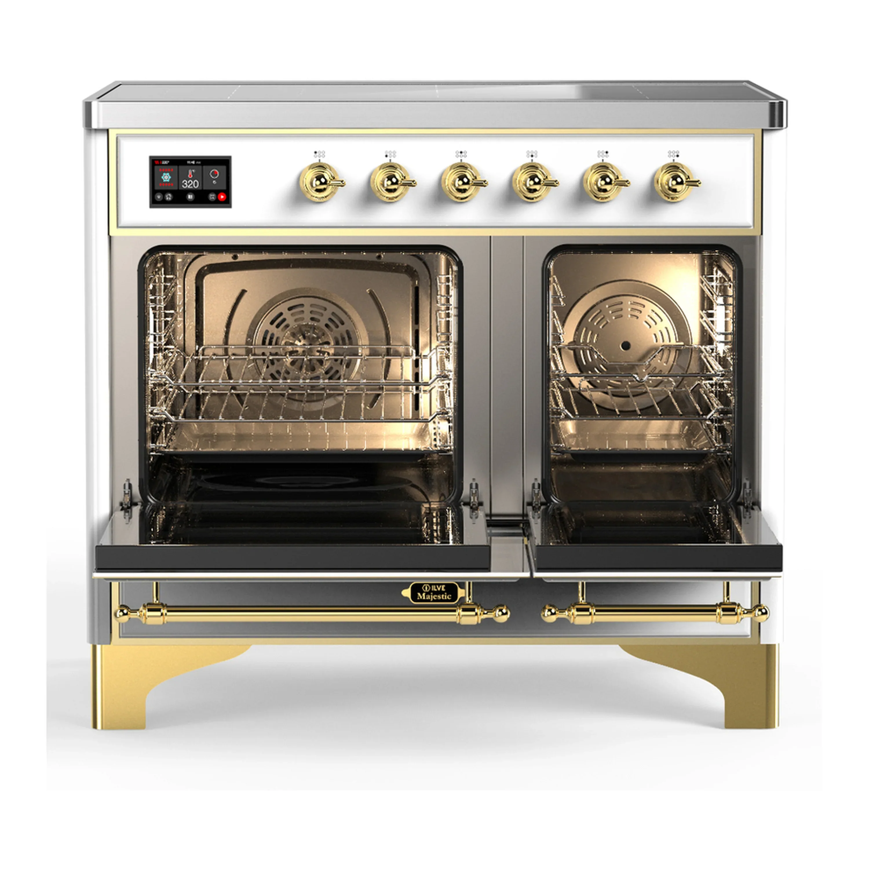 ILVE Majestic III 40-Inch Induction Range with 6 Induction Elements and Solid Door Electric Oven in White with Brass Trim (UMDIB40QNR3WHG) - Image 6