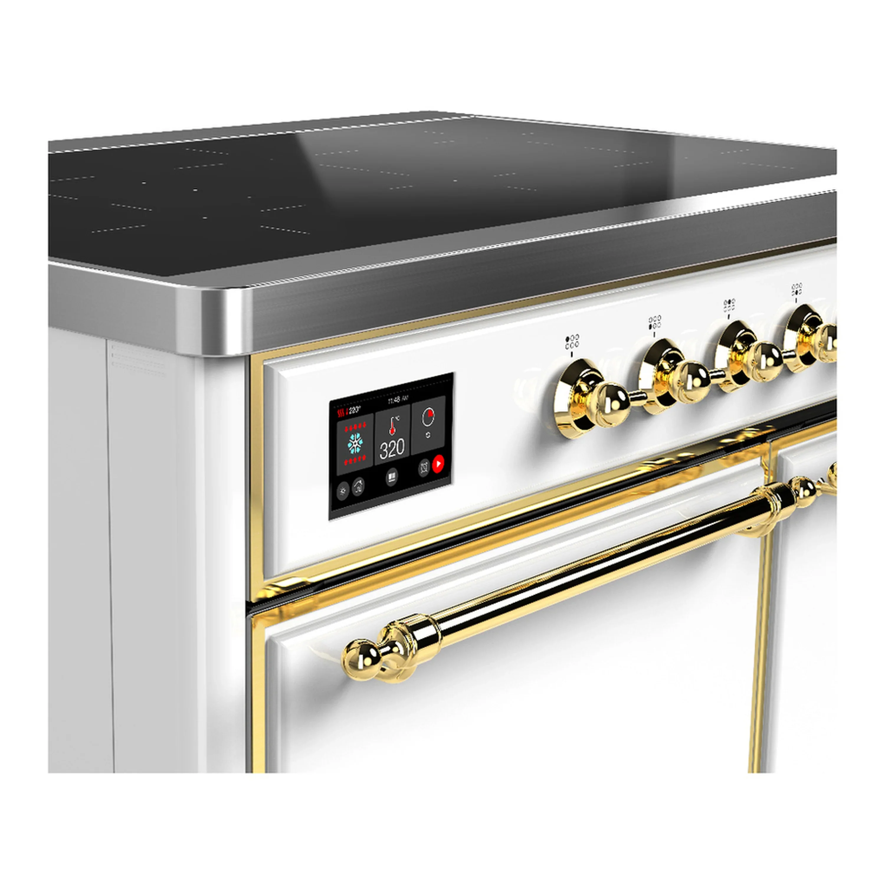 ILVE Majestic III 40-Inch Induction Range with 6 Induction Elements and Solid Door Electric Oven in White with Brass Trim (UMDIB40QNR3WHG) - Image 7