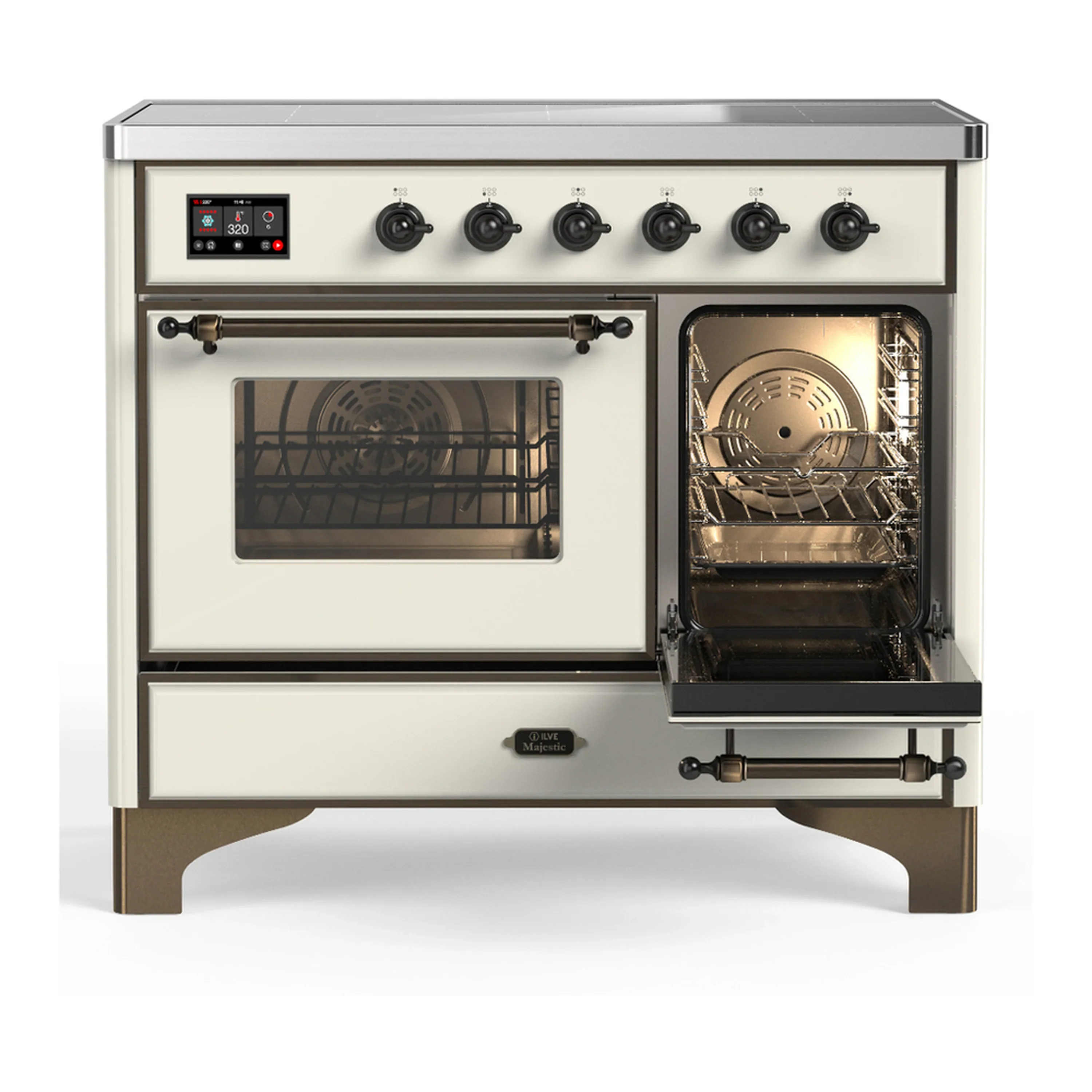 ILVE Majestic III 40-Inch Induction Range with 6 Induction Elements and Triple Glass Door Electric Oven in Antique White with Burnished Trim (UMDIB40NR3AWB) - Image 4