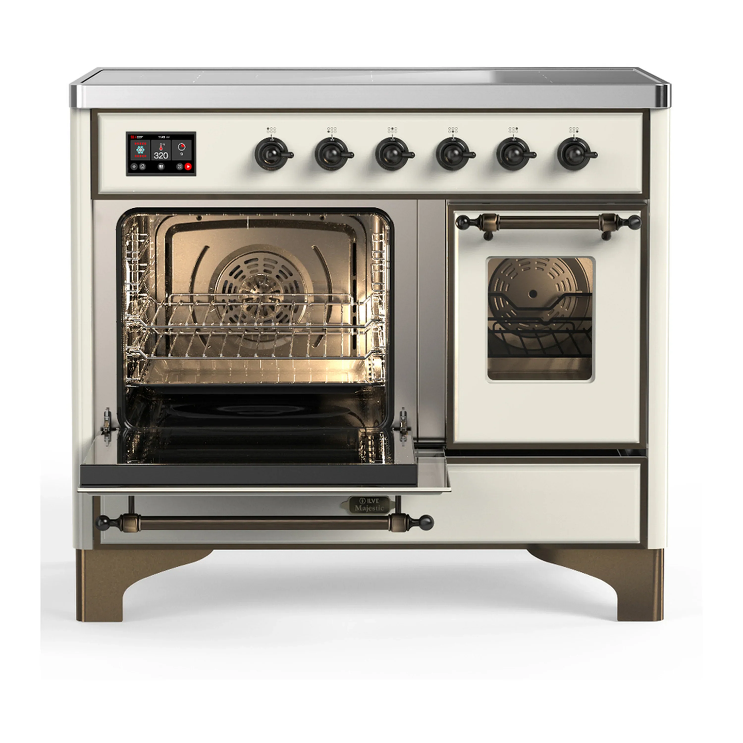 ILVE Majestic III 40-Inch Induction Range with 6 Induction Elements and Triple Glass Door Electric Oven in Antique White with Burnished Trim (UMDIB40NR3AWB) - Image 5