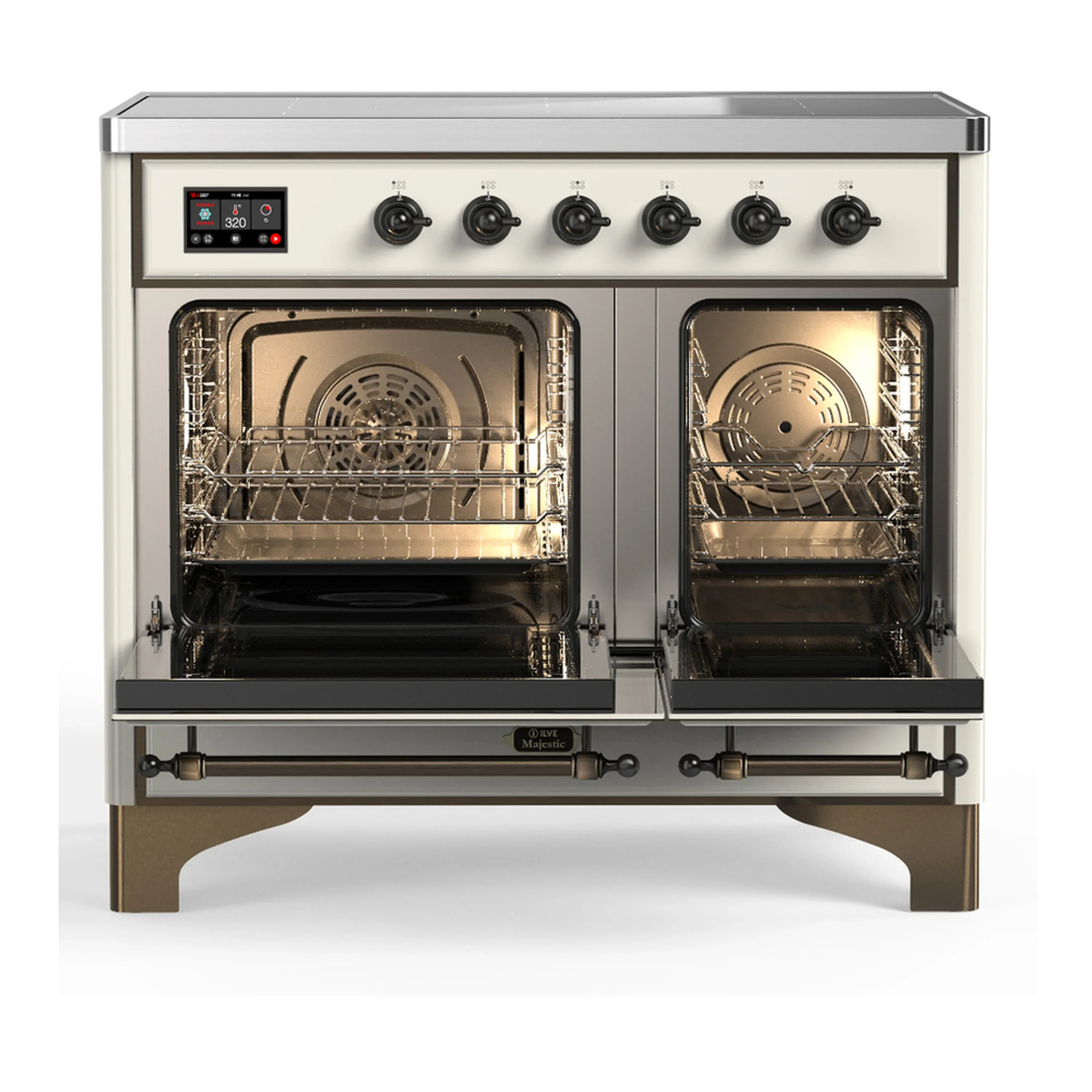 ILVE Majestic III 40-Inch Induction Range with 6 Induction Elements and Triple Glass Door Electric Oven in Antique White with Burnished Trim (UMDIB40NR3AWB) - Image 6