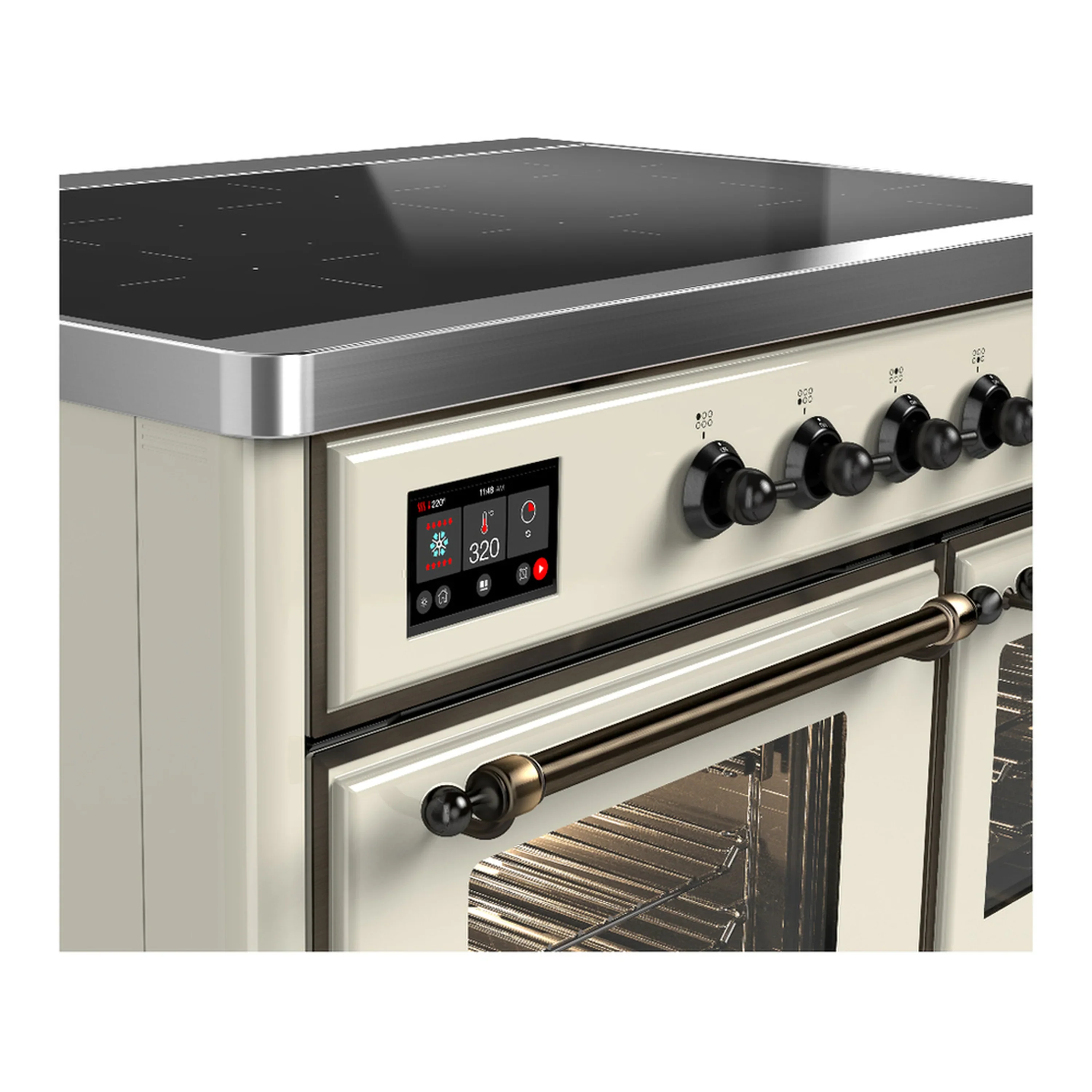 ILVE Majestic III 40-Inch Induction Range with 6 Induction Elements and Triple Glass Door Electric Oven in Antique White with Burnished Trim (UMDIB40NR3AWB) - Image 7