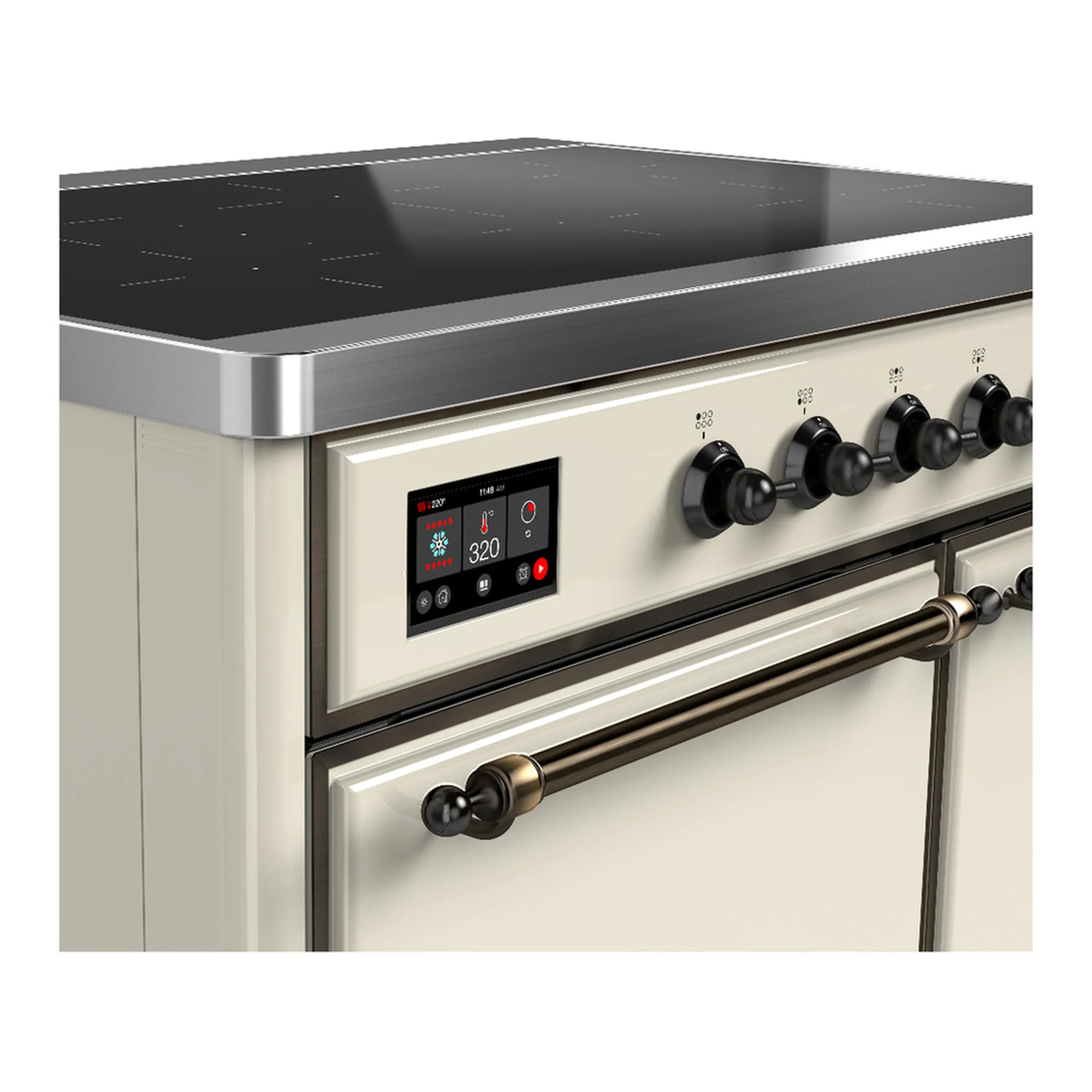 ILVE Majestic III 40-Inch Induction Range with 6 Induction Elements and Solid Door Electric Oven in Antique White with Burnished Trim (UMDIB40QNR3AWB) - Image 7