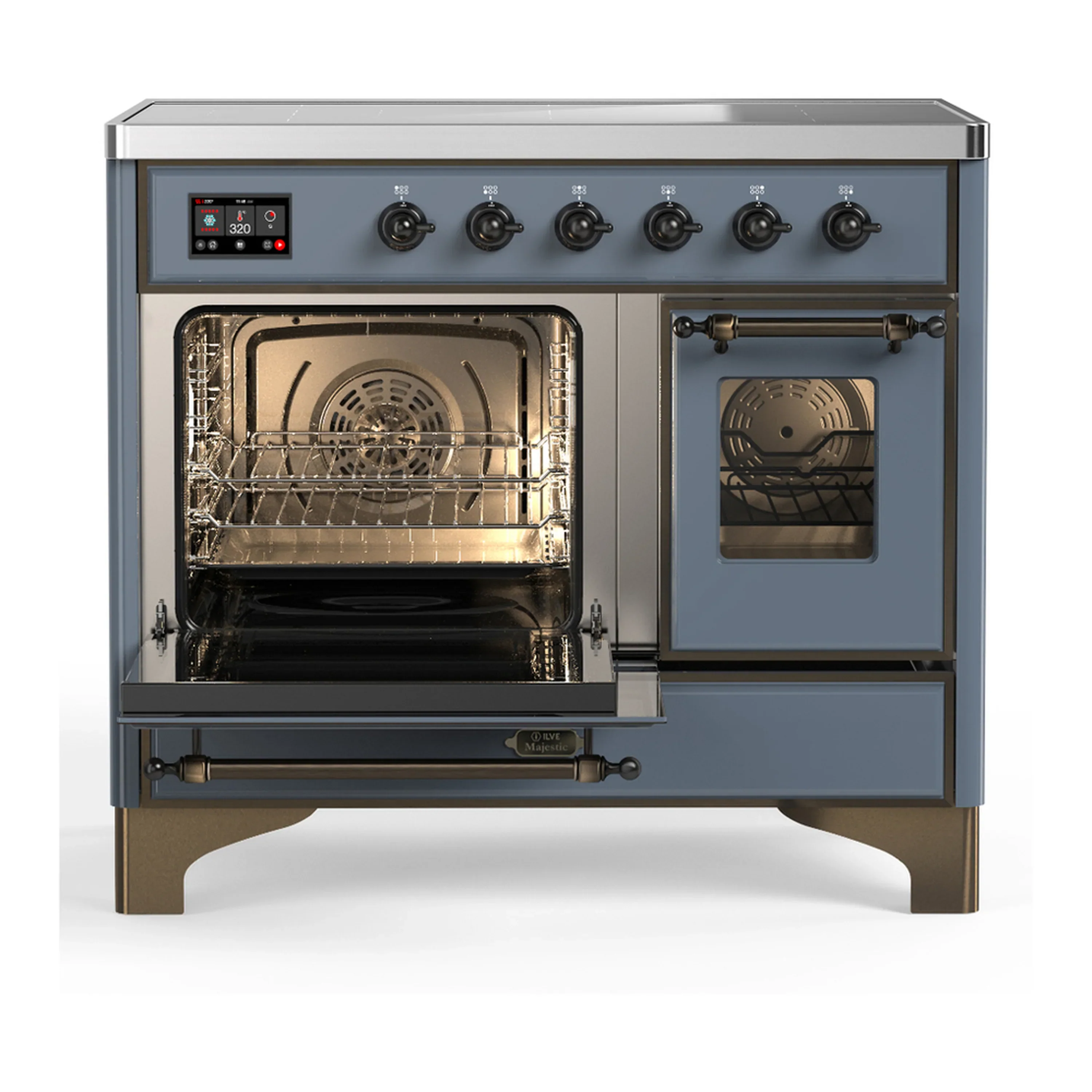 ILVE Majestic III 40-Inch Induction Range with 6 Induction Elements and Triple Glass Door Electric Oven in Blue Grey with Burnished Trim (UMDIB40NR3BGB) - Image 5