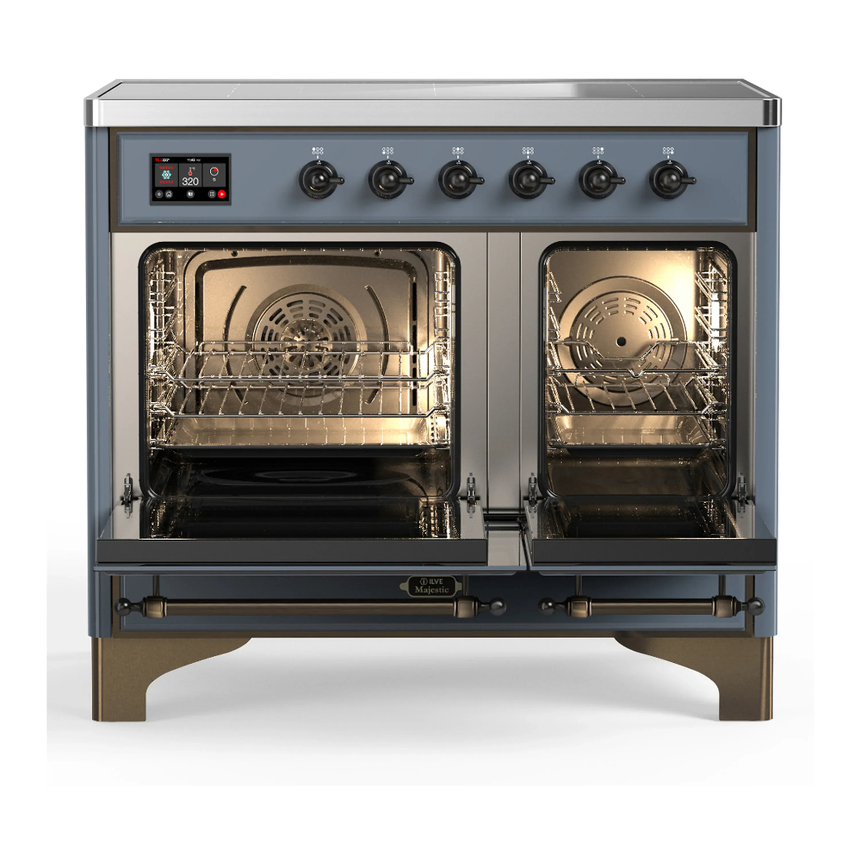 ILVE Majestic III 40-Inch Induction Range with 6 Induction Elements and Triple Glass Door Electric Oven in Blue Grey with Burnished Trim (UMDIB40NR3BGB) - Image 6