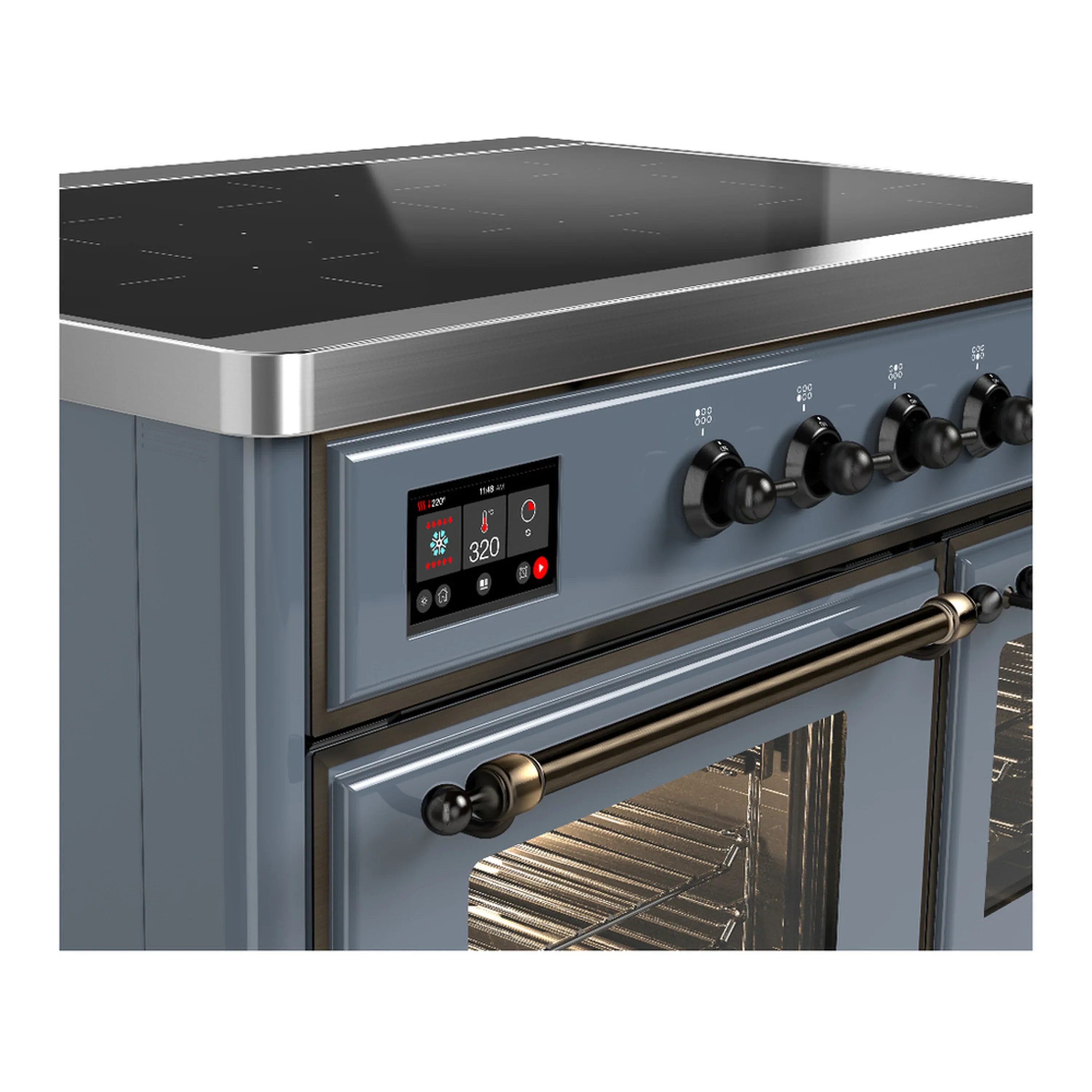 ILVE Majestic III 40-Inch Induction Range with 6 Induction Elements and Triple Glass Door Electric Oven in Blue Grey with Burnished Trim (UMDIB40NR3BGB) - Image 7