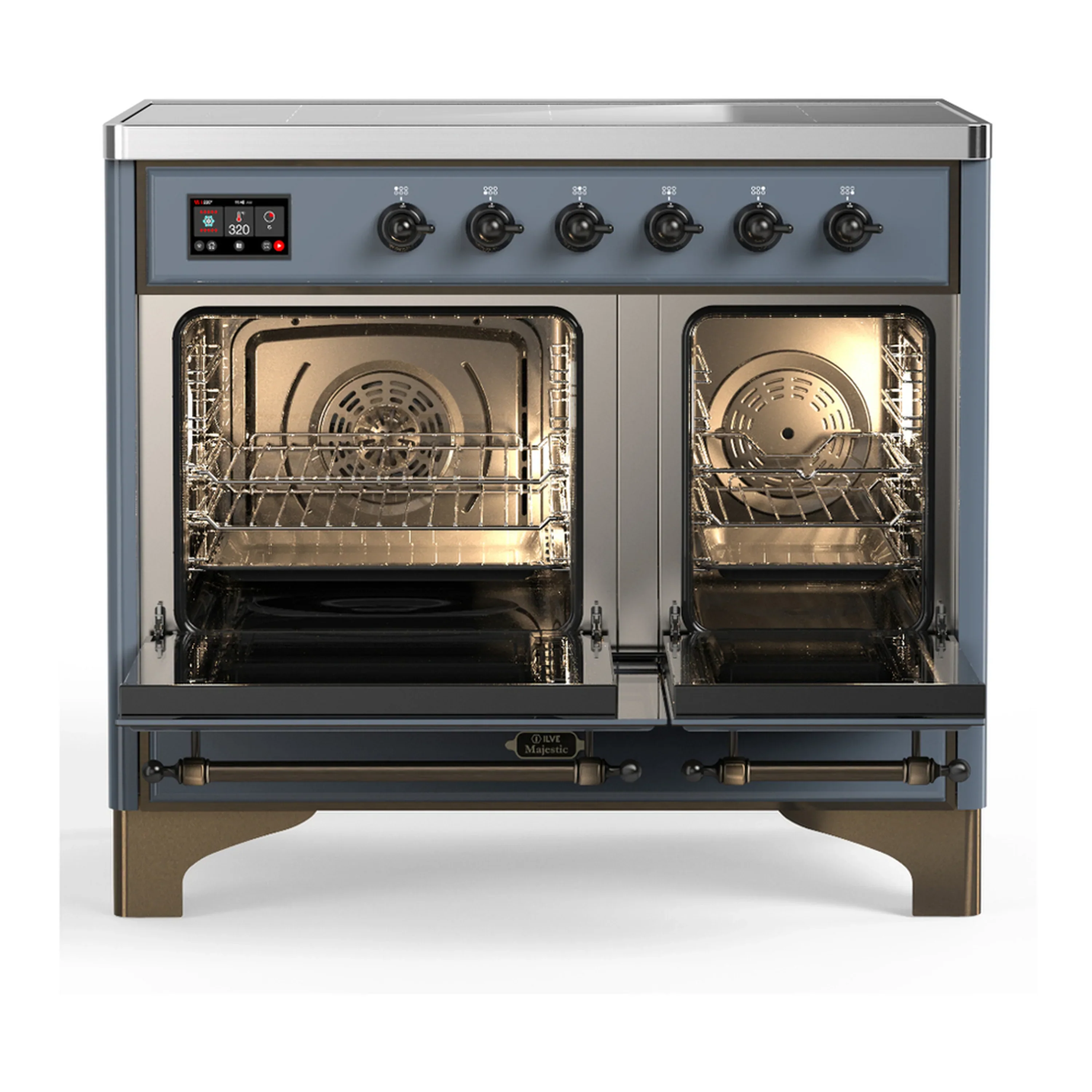 ILVE Majestic III 40-Inch Induction Range with 6 Induction Elements and Solid Door Electric Oven in Blue Grey with Burnished Trim (UMDIB40QNR3BGB) - Image 6