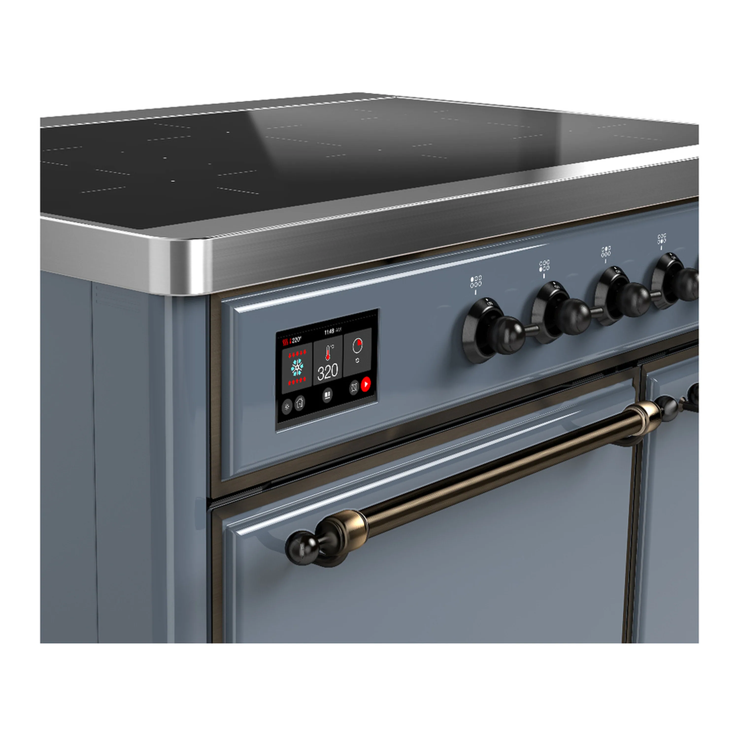 ILVE Majestic III 40-Inch Induction Range with 6 Induction Elements and Solid Door Electric Oven in Blue Grey with Burnished Trim (UMDIB40QNR3BGB) - Image 7
