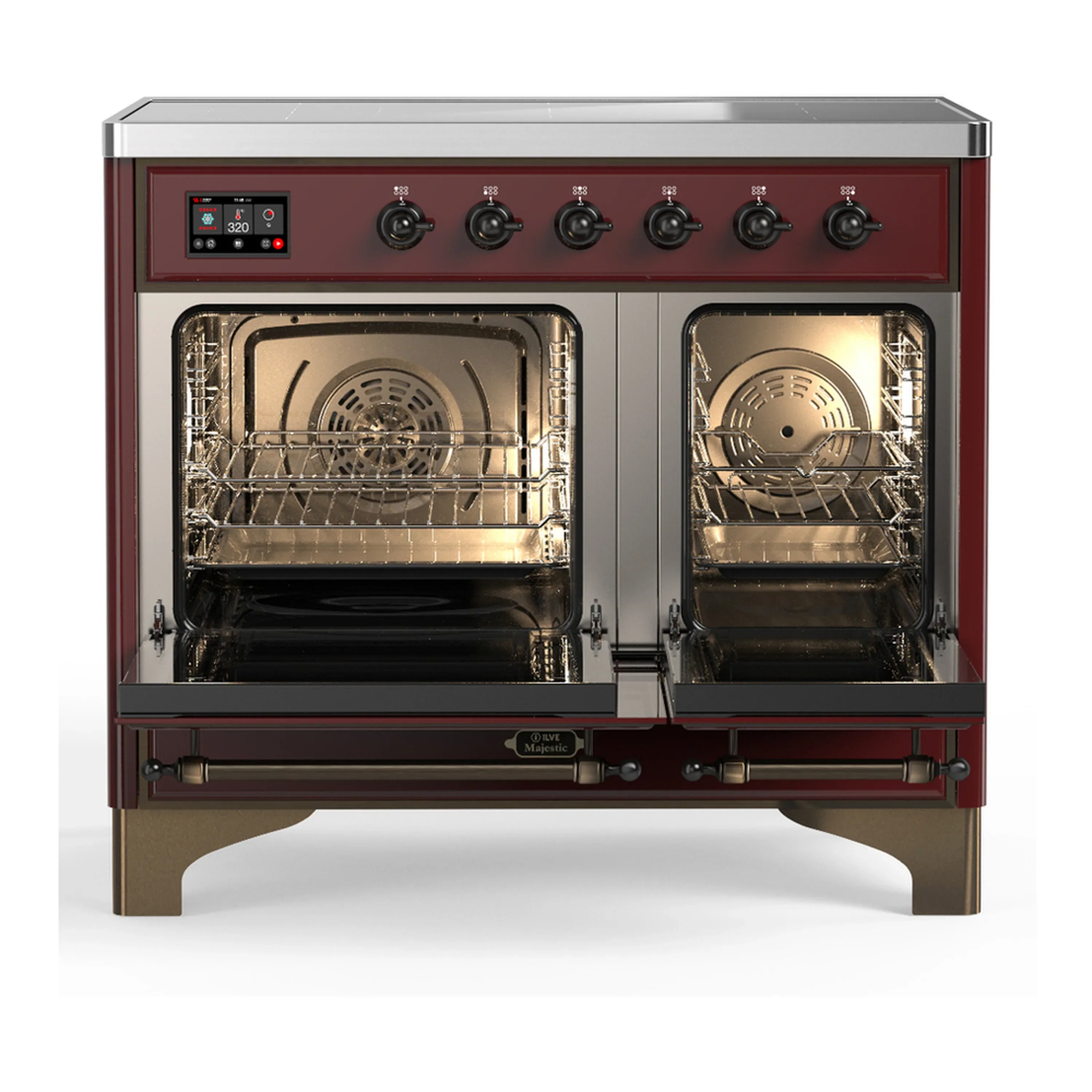 ILVE Majestic III 40-Inch Induction Range with 6 Induction Elements and Triple Glass Door Electric Oven in Burgundy with Burnished Trim (UMDIB40NR3BUB) - Image 6