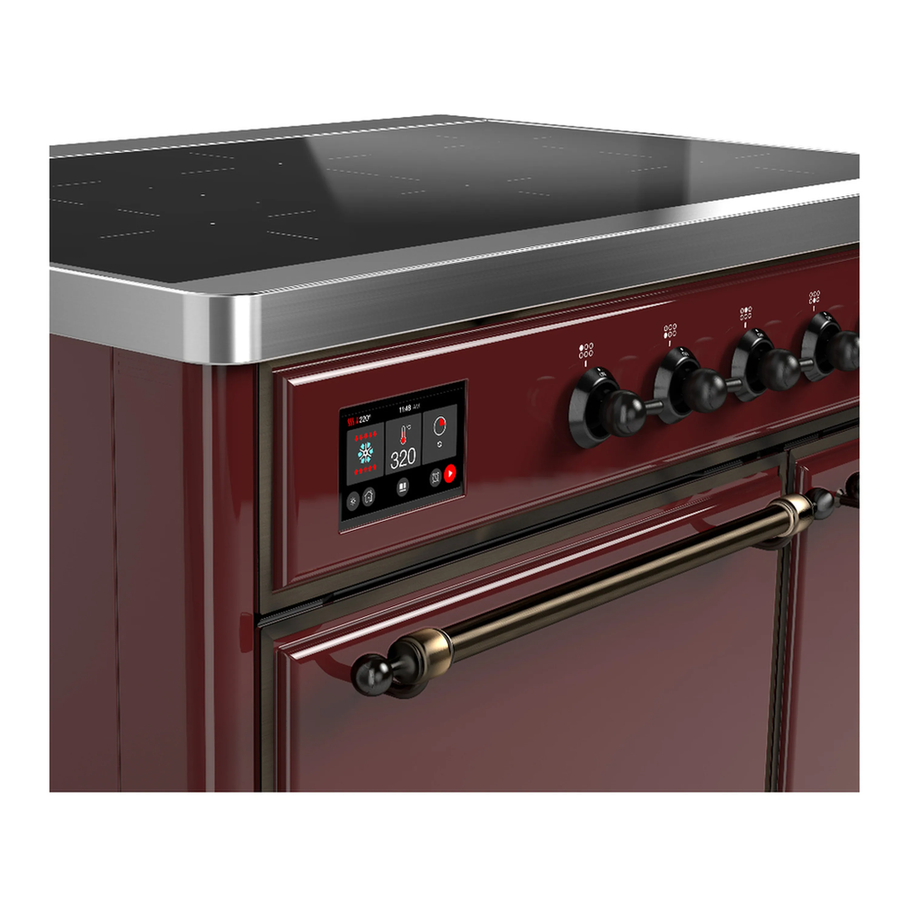 ILVE Majestic III 40-Inch Induction Range with 6 Induction Elements and Solid Door Electric Oven in Burgundy with Burnished Trim (UMDIB40QNR3BUB) - Image 7