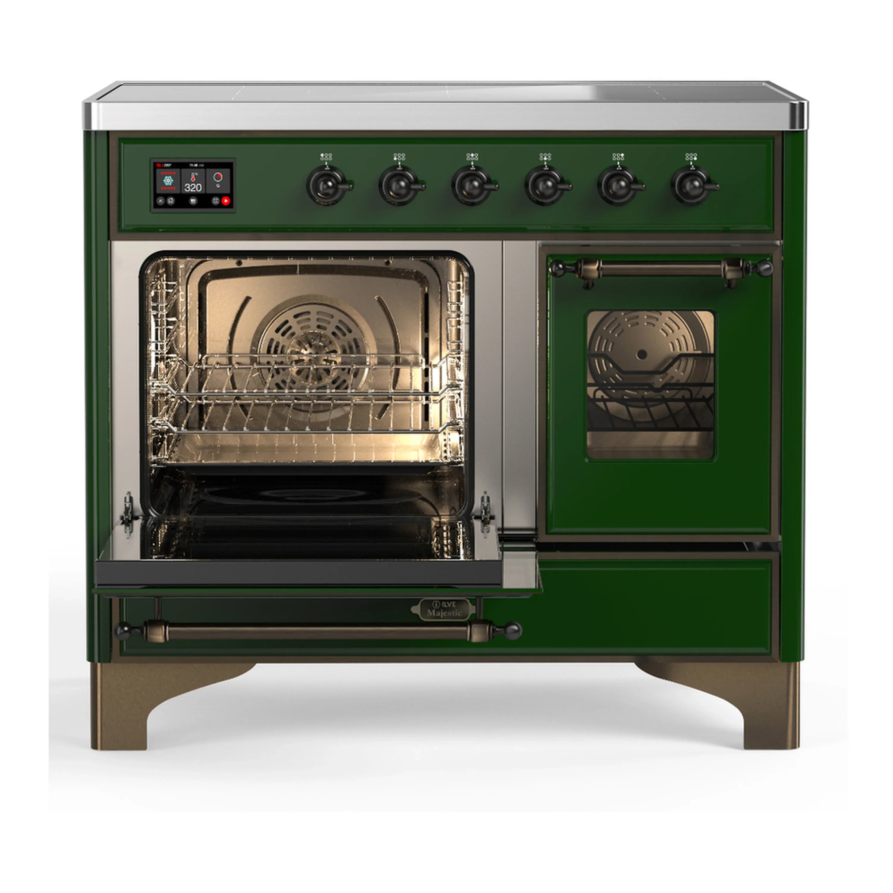ILVE Majestic III 40-Inch Induction Range with 6 Induction Elements and Triple Glass Door Electric Oven in Emerald Green with Burnished Trim (UMDIB40NR3EGB) - Image 5