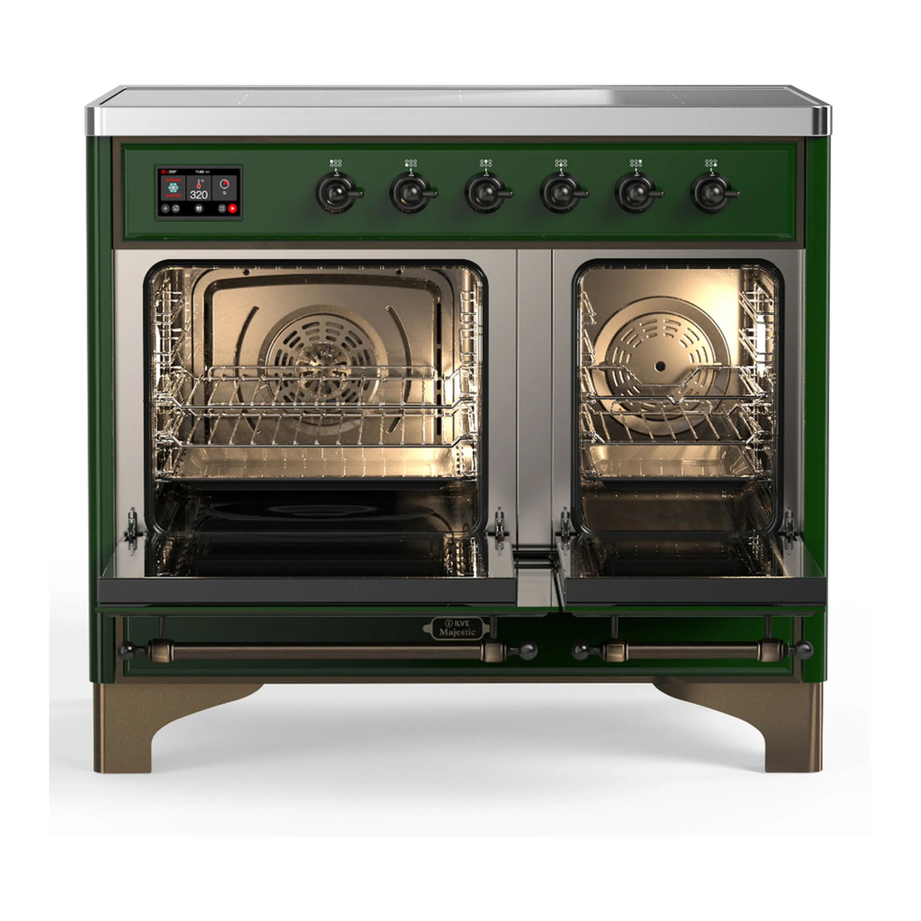 ILVE Majestic III 40-Inch Induction Range with 6 Induction Elements and Triple Glass Door Electric Oven in Emerald Green with Burnished Trim (UMDIB40NR3EGB) - Image 6