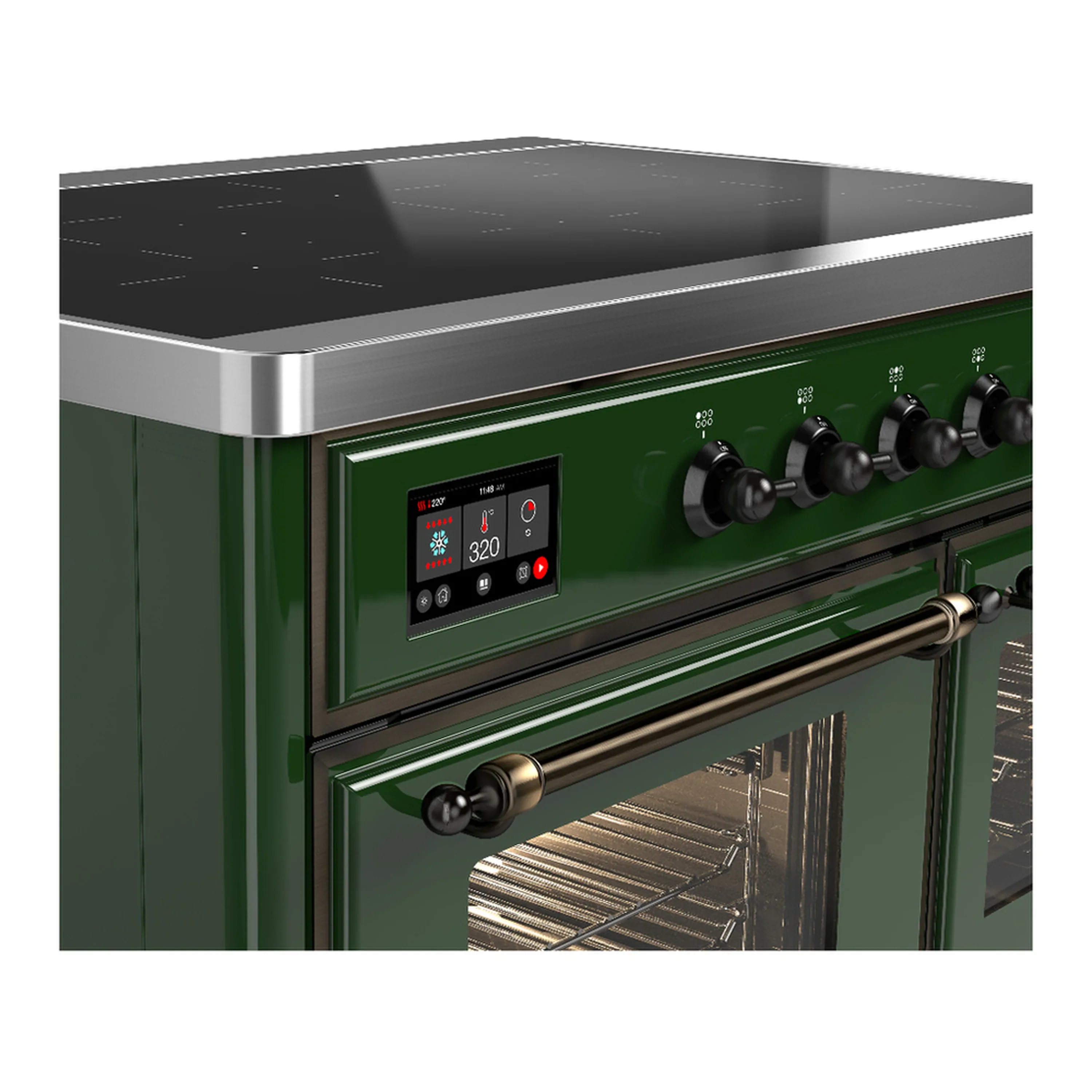 ILVE Majestic III 40-Inch Induction Range with 6 Induction Elements and Triple Glass Door Electric Oven in Emerald Green with Burnished Trim (UMDIB40NR3EGB) - Image 7