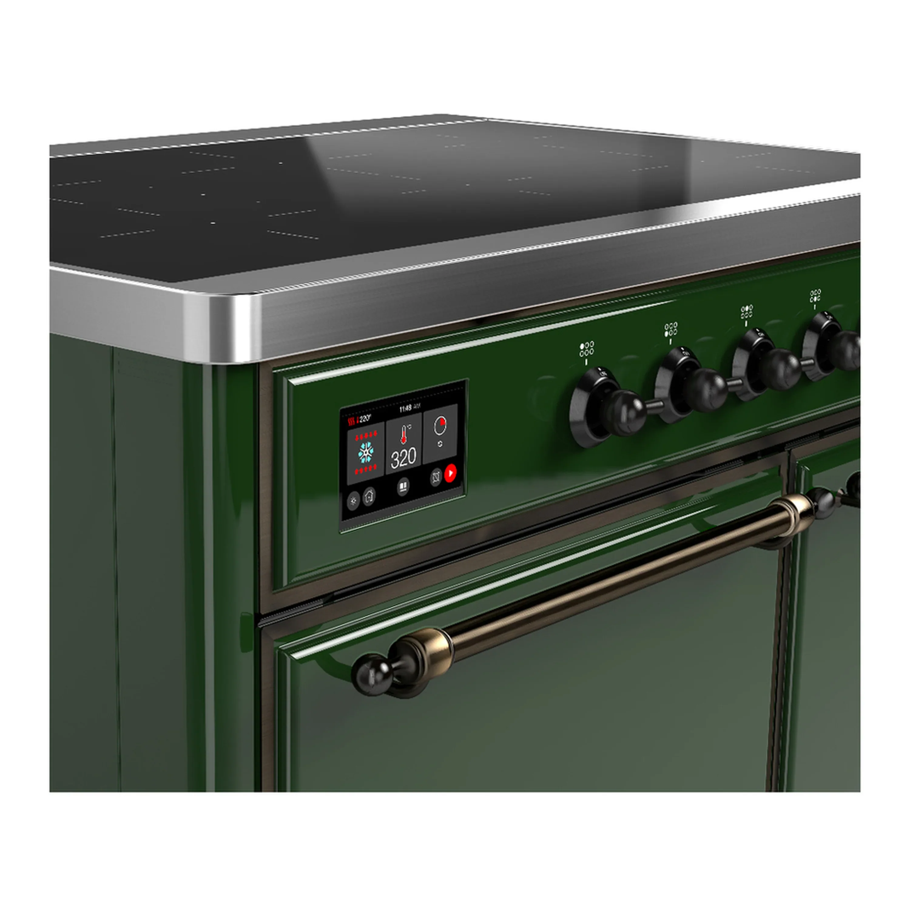 ILVE Majestic III 40-Inch Induction Range with 6 Induction Elements and Solid Door Electric Oven in Emerald Green with Burnished Trim (UMDIB40QNR3EGB) - Image 7