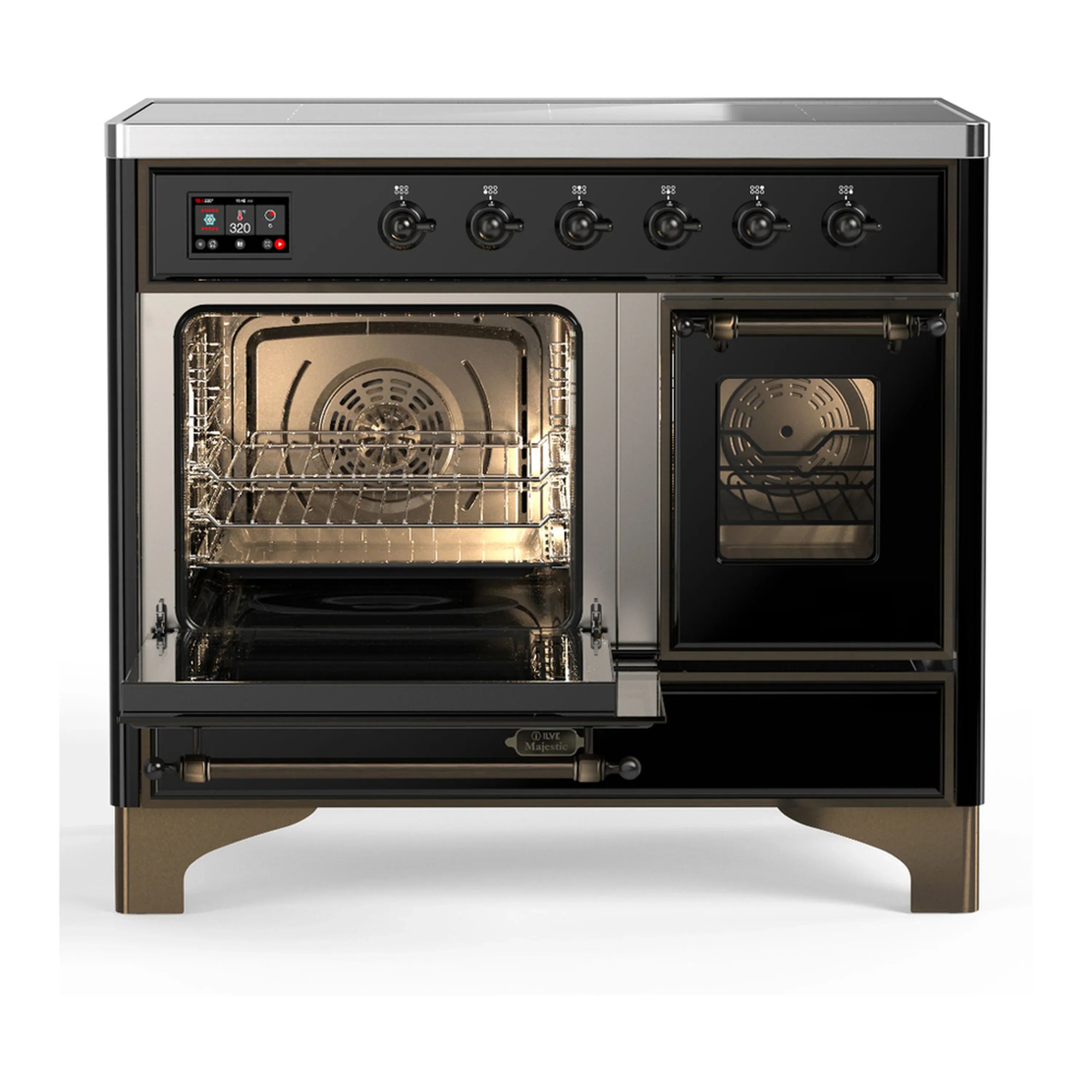 ILVE Majestic III 40-Inch Induction Range with 6 Induction Elements and Triple Glass Door Electric Oven in Glossy Black with Burnished Trim (UMDIB40NR3BKB) - Image 5