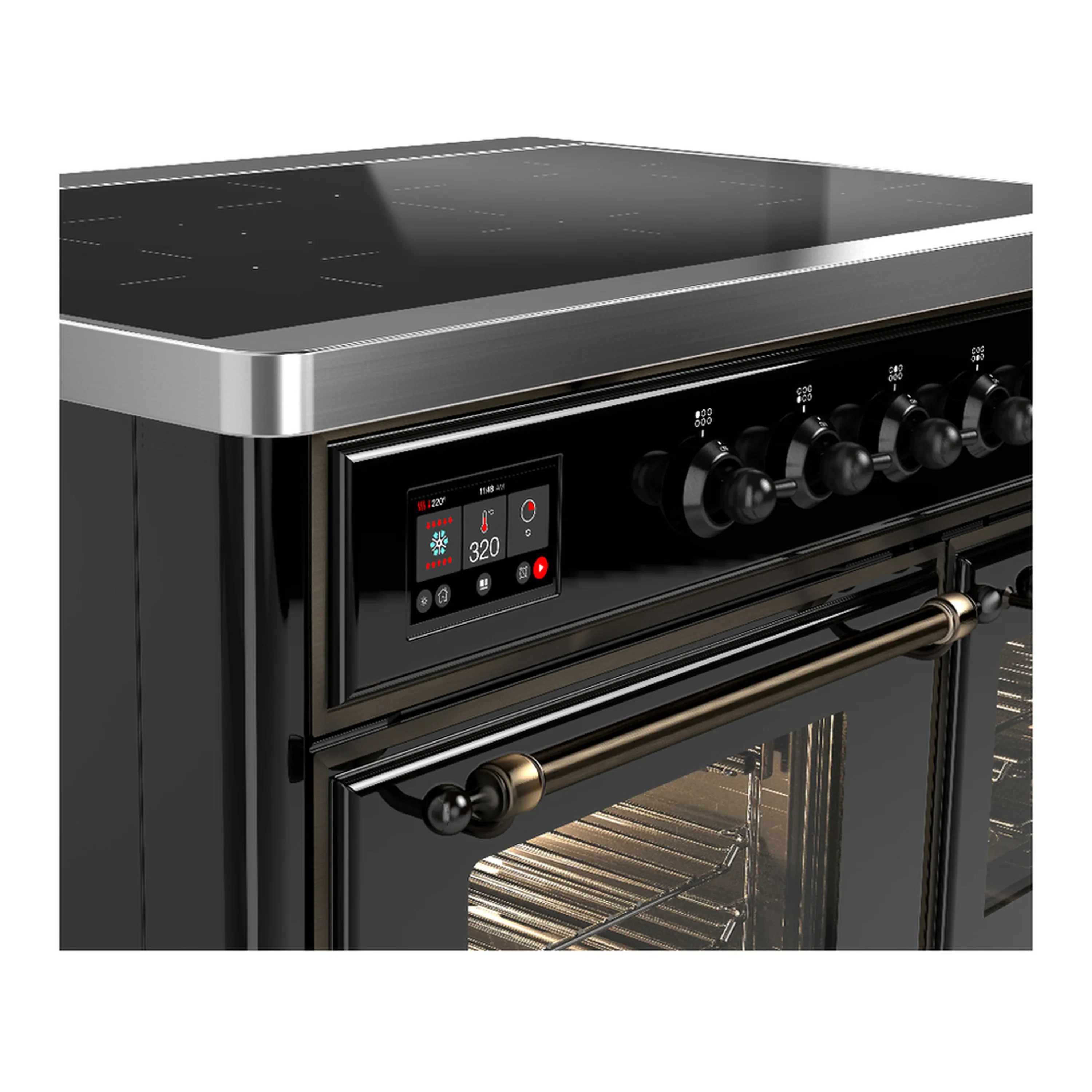 ILVE Majestic III 40-Inch Induction Range with 6 Induction Elements and Triple Glass Door Electric Oven in Glossy Black with Burnished Trim (UMDIB40NR3BKB) - Image 7