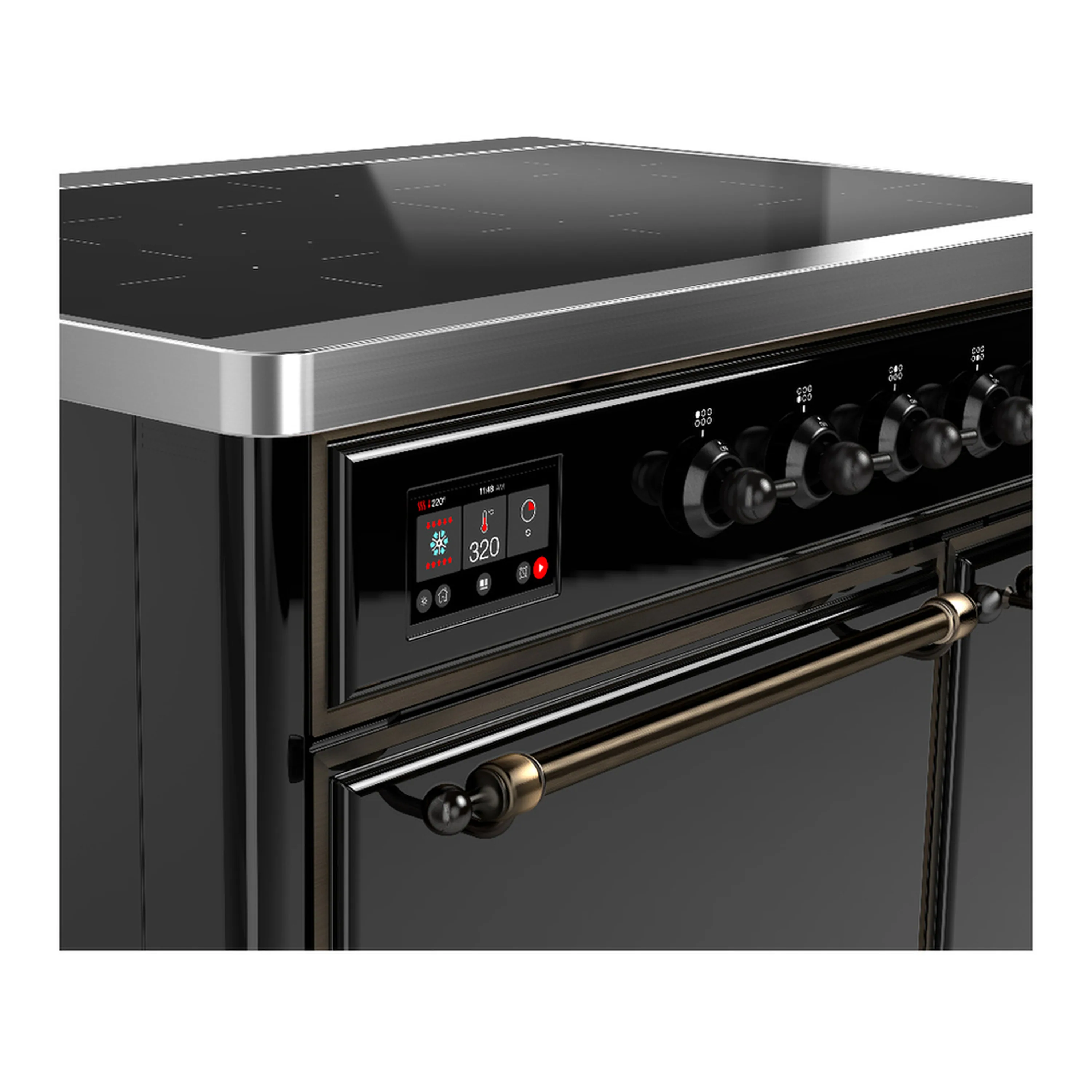 ILVE Majestic III 40-Inch Induction Range with 6 Induction Elements and Solid Door Electric Oven in Glossy Black with Burnished Trim (UMDIB40QNR3BKB) - Image 7