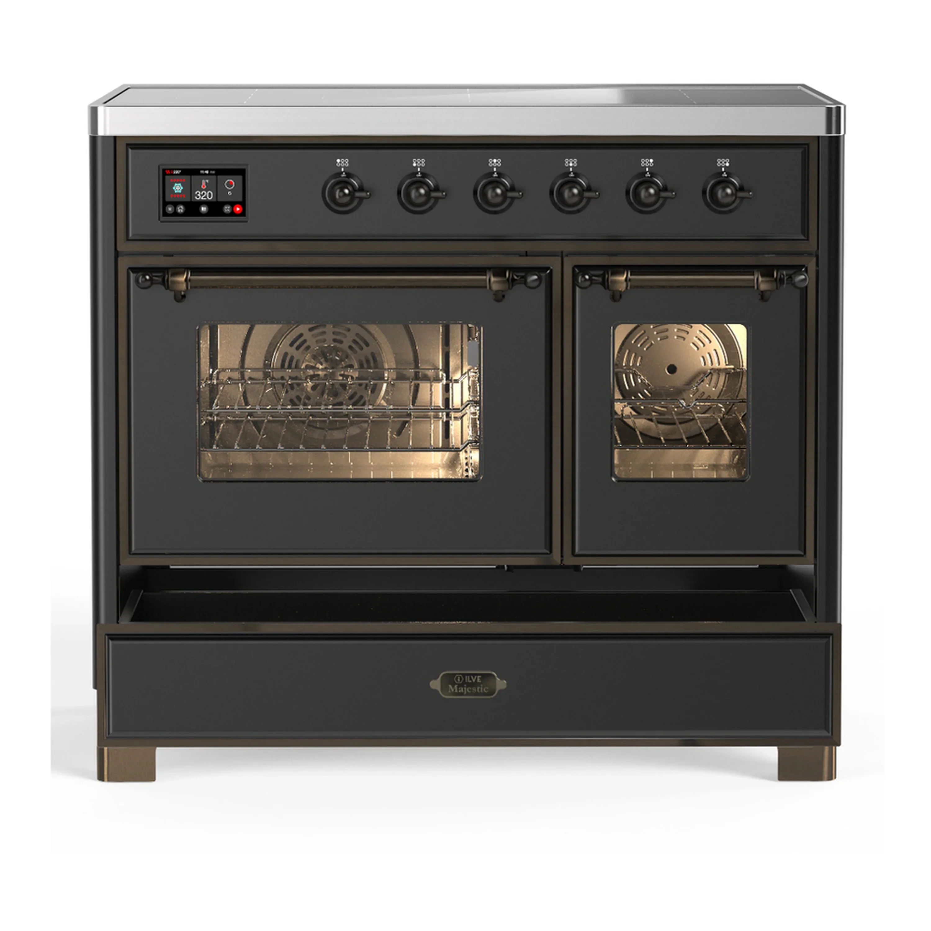 ILVE Majestic III 40-Inch Induction Range with 6 Induction Elements and Triple Glass Door Electric Oven in Matte Graphite with Burnished Trim (UMDIB40NR3MGB) - Image 3