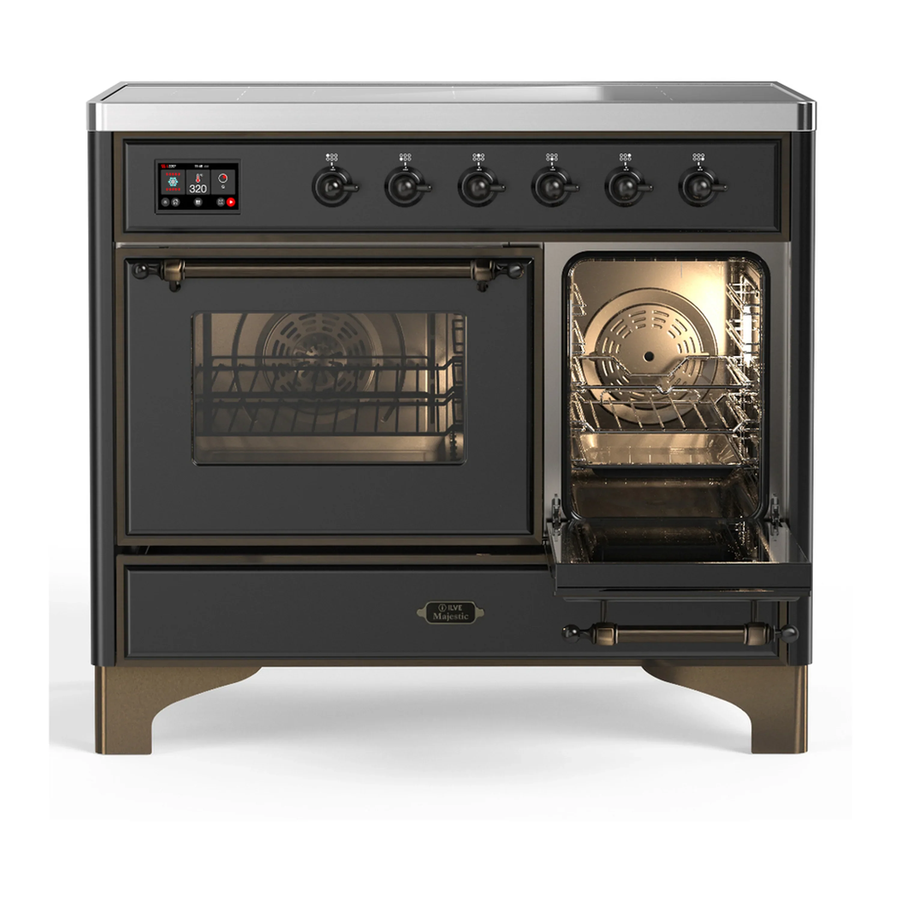 ILVE Majestic III 40-Inch Induction Range with 6 Induction Elements and Triple Glass Door Electric Oven in Matte Graphite with Burnished Trim (UMDIB40NR3MGB) - Image 4