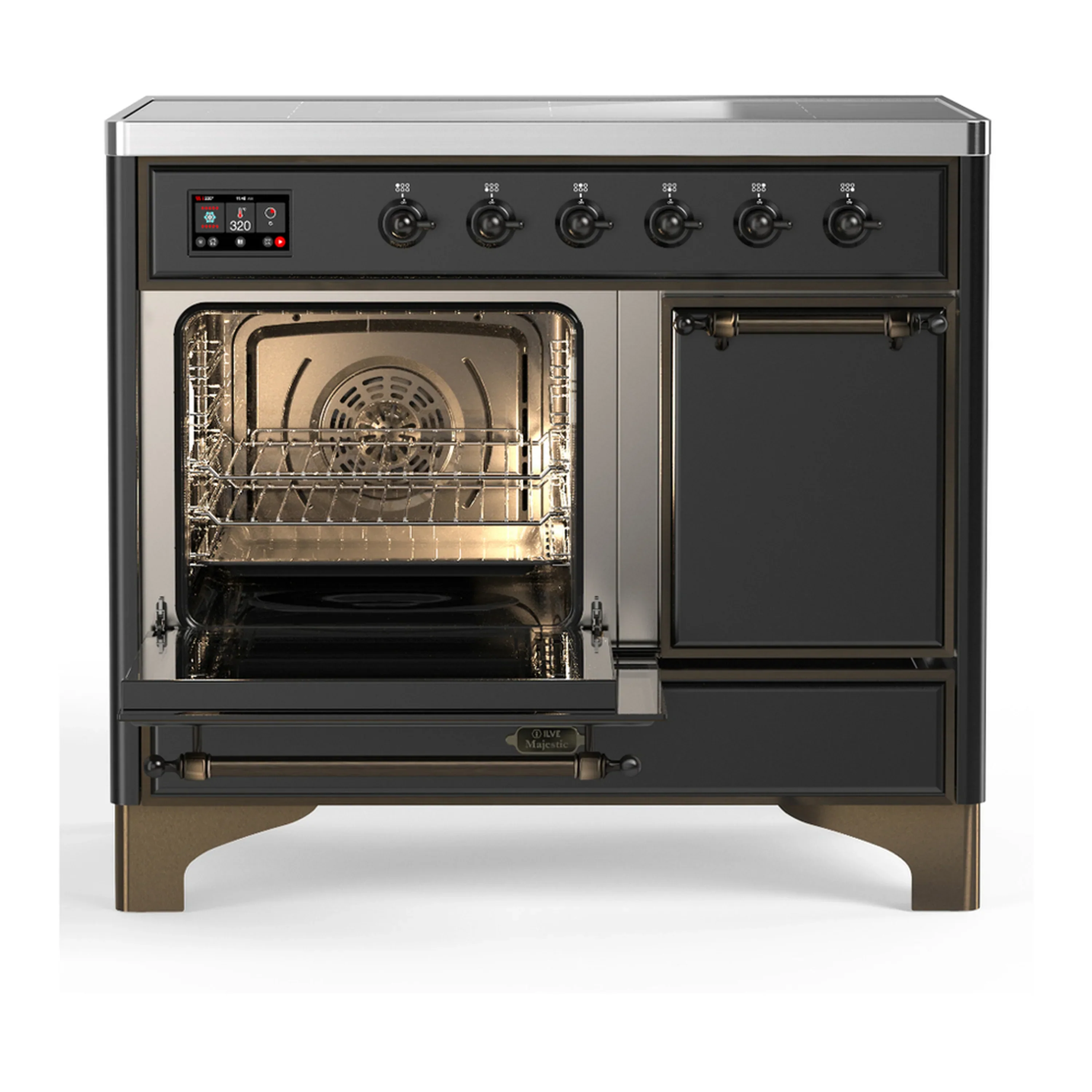 ILVE Majestic III 40-Inch Induction Range with 6 Induction Elements and Solid Door Electric Oven in Matte Graphite with Burnished Trim (UMDIB40QNR3MGB) - Image 5