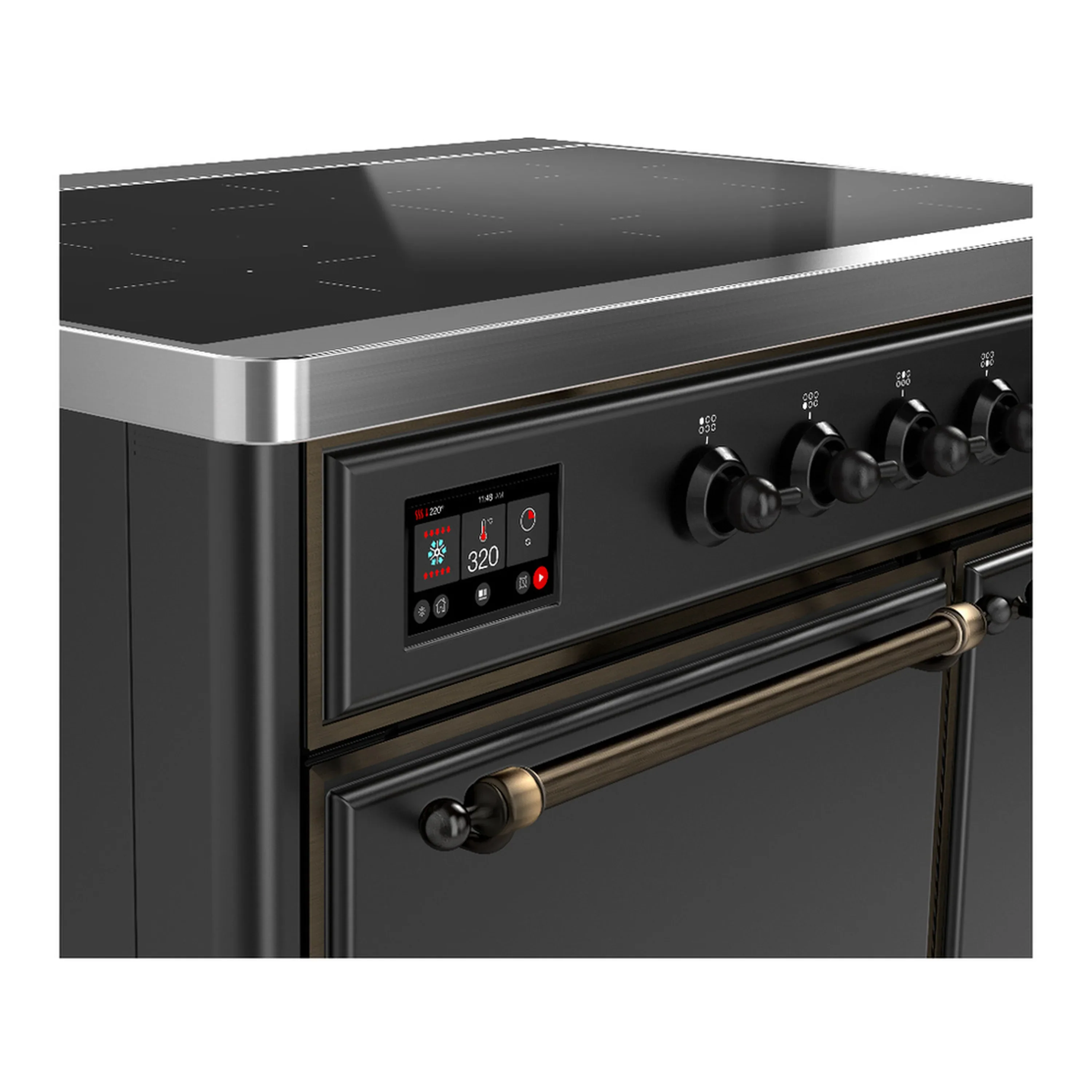 ILVE Majestic III 40-Inch Induction Range with 6 Induction Elements and Solid Door Electric Oven in Matte Graphite with Burnished Trim (UMDIB40QNR3MGB) - Image 7