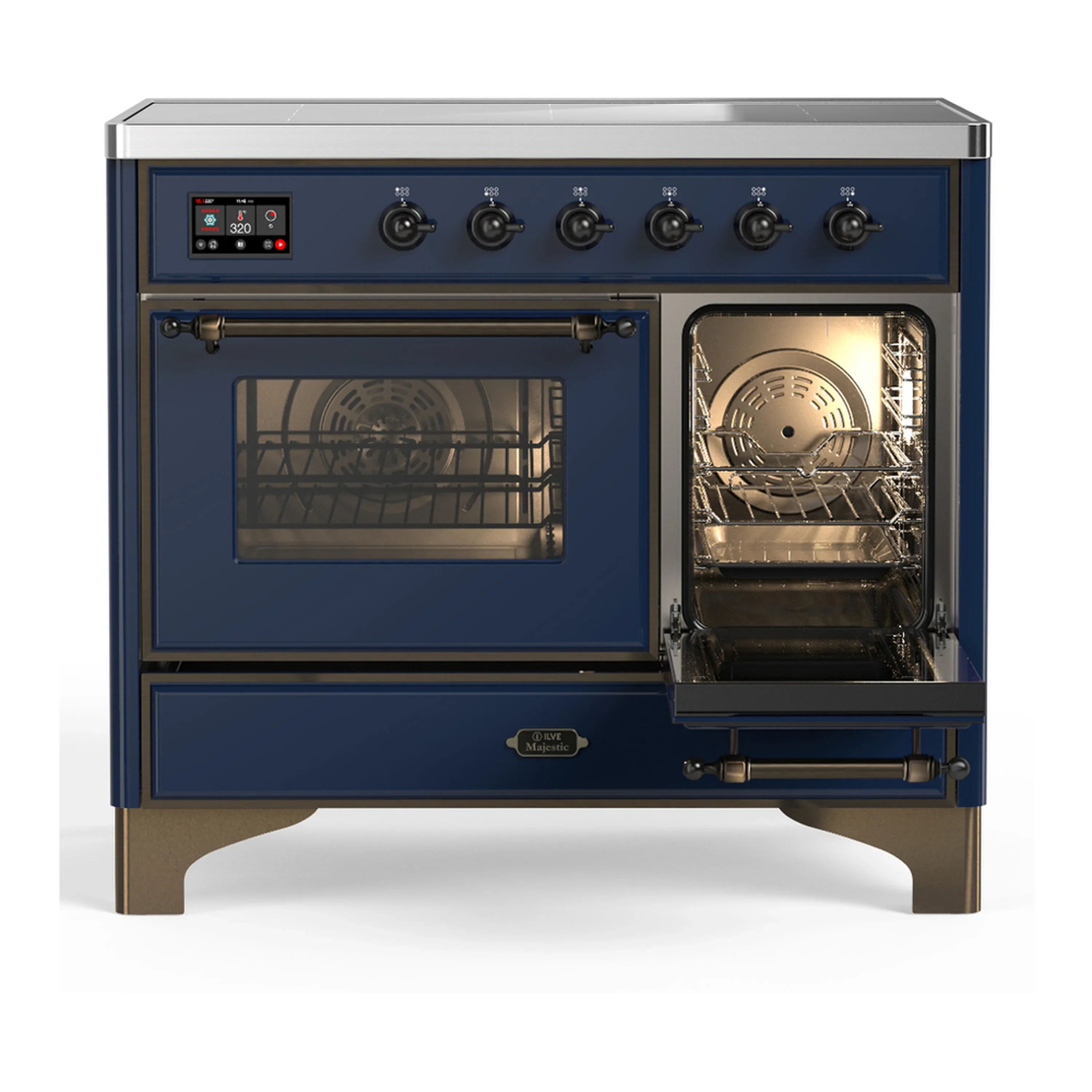 ILVE Majestic III 40-Inch Induction Range with 6 Induction Elements and Triple Glass Door Electric Oven in Mightnight Blue with Burnished Trim (UMDIB40NR3MBB) - Image 4