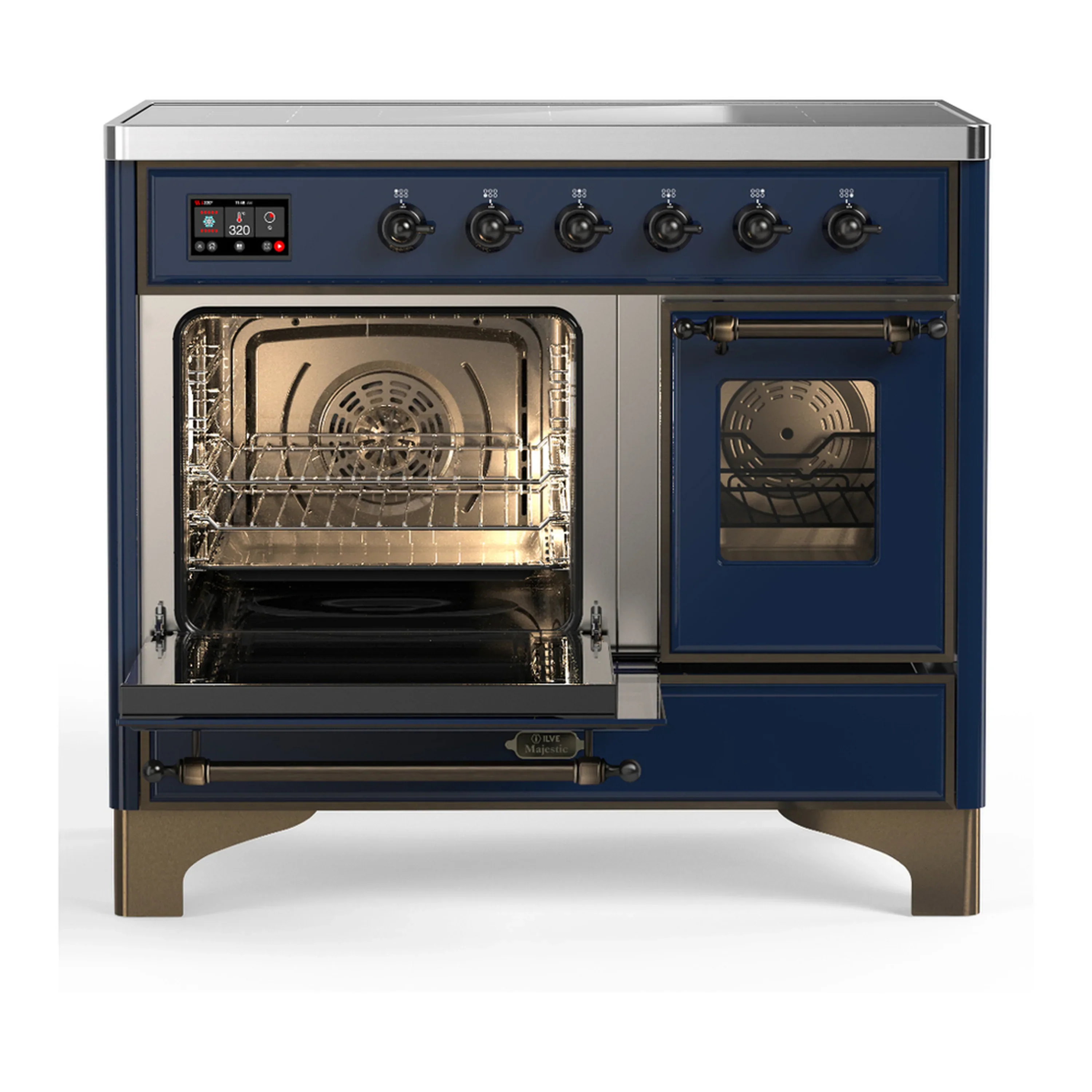 ILVE Majestic III 40-Inch Induction Range with 6 Induction Elements and Triple Glass Door Electric Oven in Mightnight Blue with Burnished Trim (UMDIB40NR3MBB) - Image 5