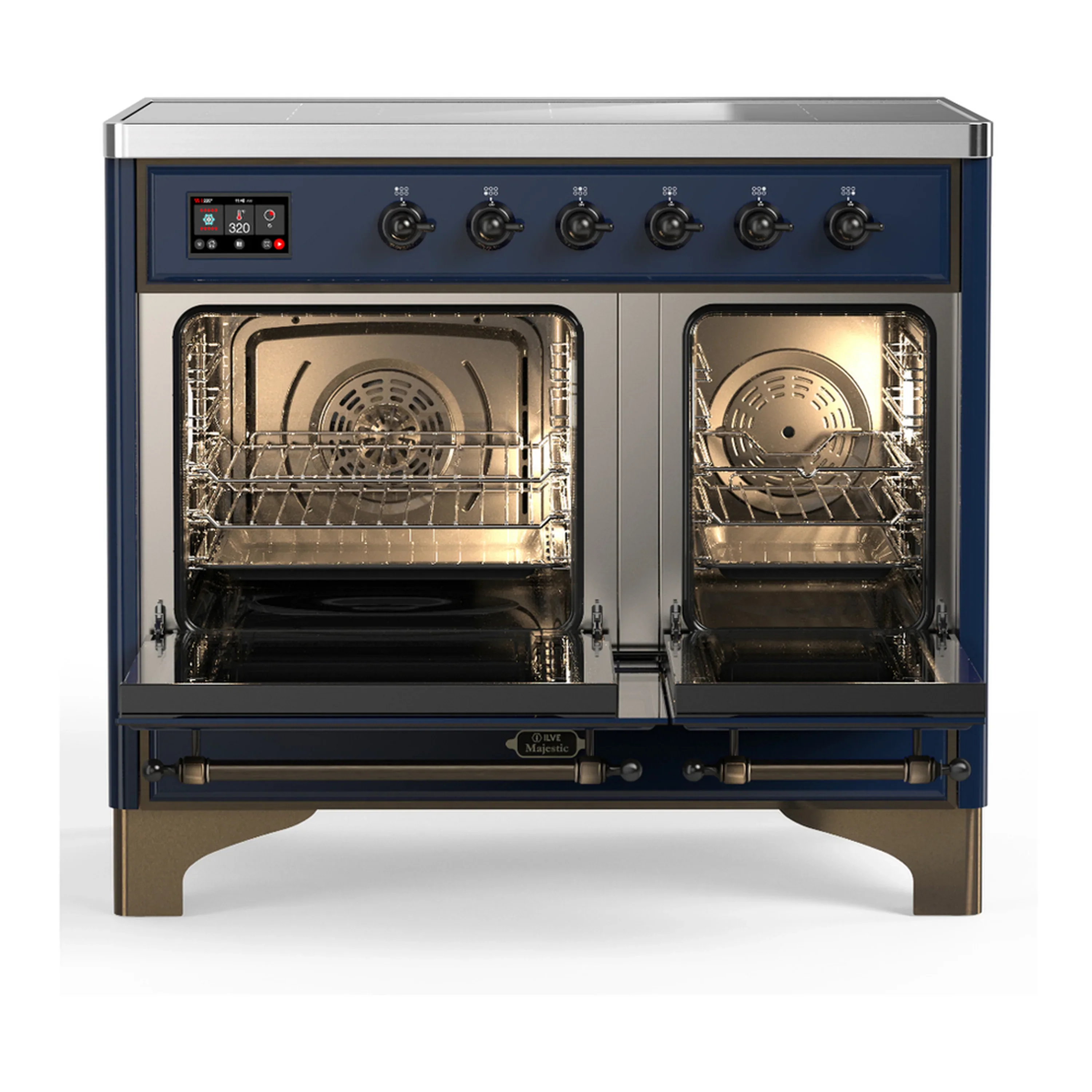 ILVE Majestic III 40-Inch Induction Range with 6 Induction Elements and Triple Glass Door Electric Oven in Mightnight Blue with Burnished Trim (UMDIB40NR3MBB) - Image 6