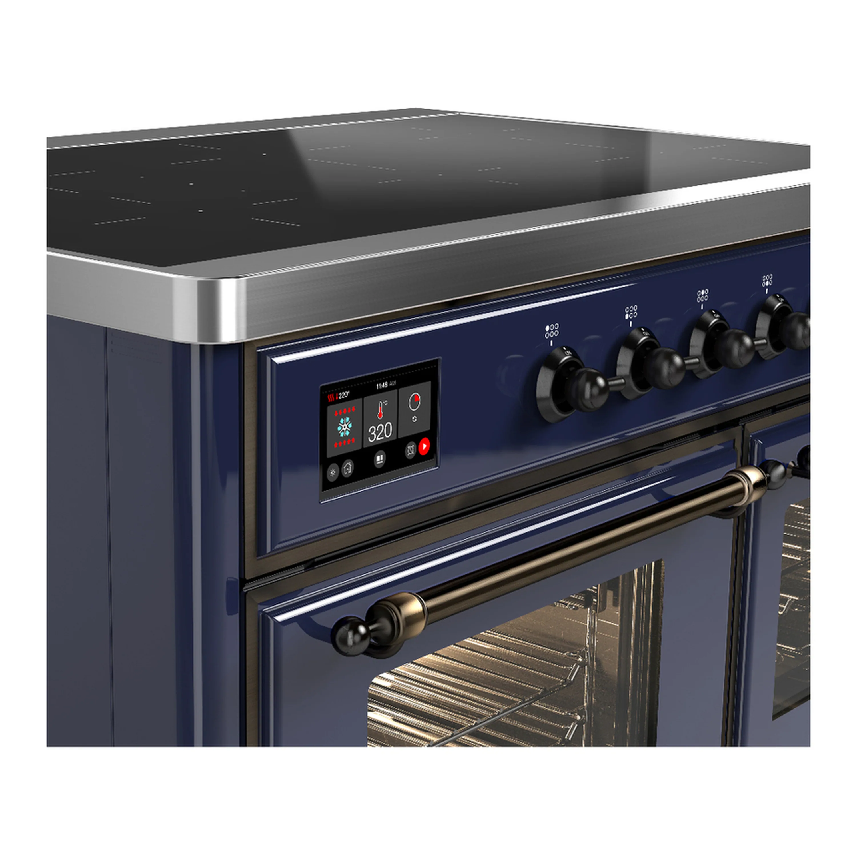 ILVE Majestic III 40-Inch Induction Range with 6 Induction Elements and Triple Glass Door Electric Oven in Mightnight Blue with Burnished Trim (UMDIB40NR3MBB) - Image 7