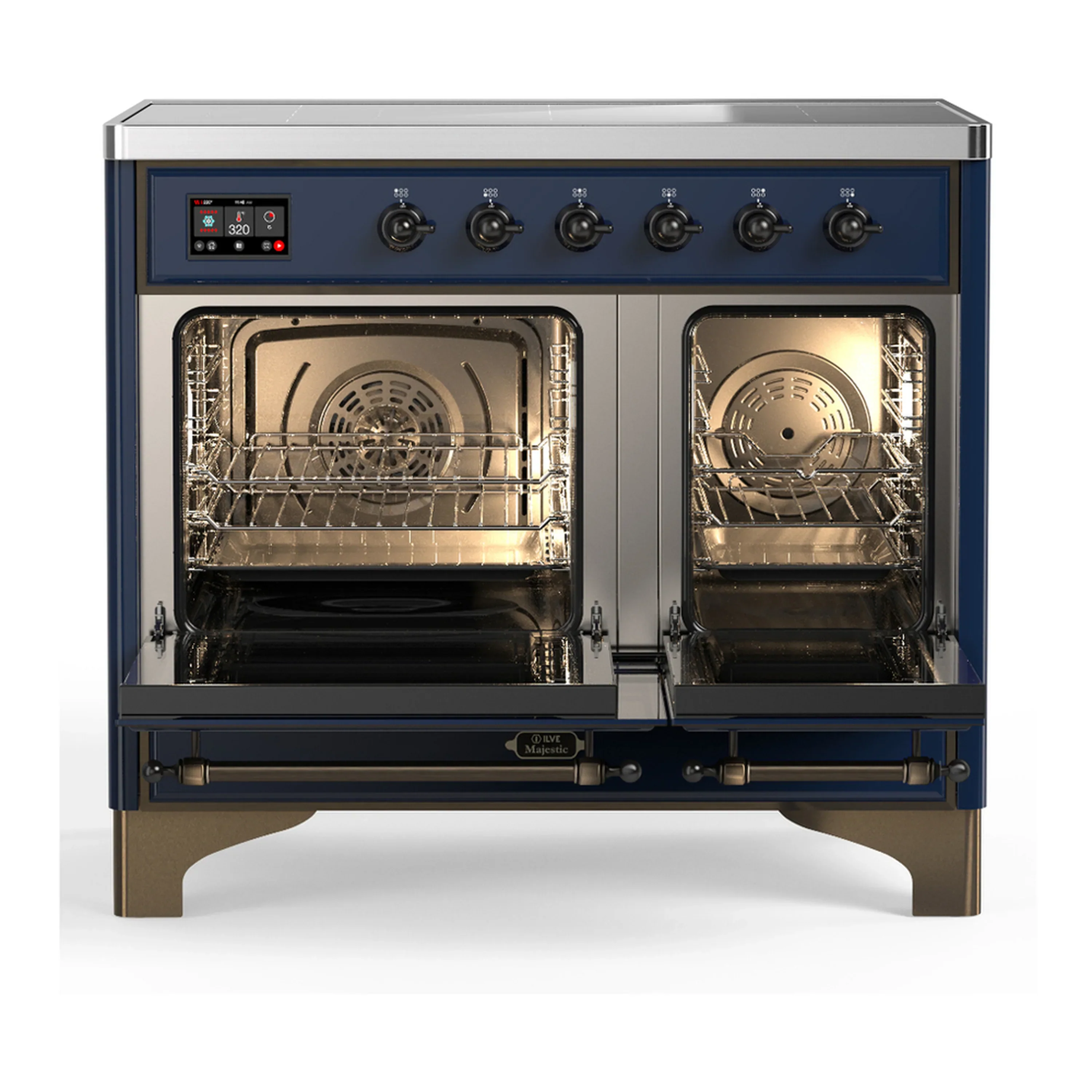 ILVE Majestic III 40-Inch Induction Range with 6 Induction Elements and Solid Door Electric Oven in Mightnight Blue with Burnished Trim (UMDIB40QNR3MBB) - Image 6