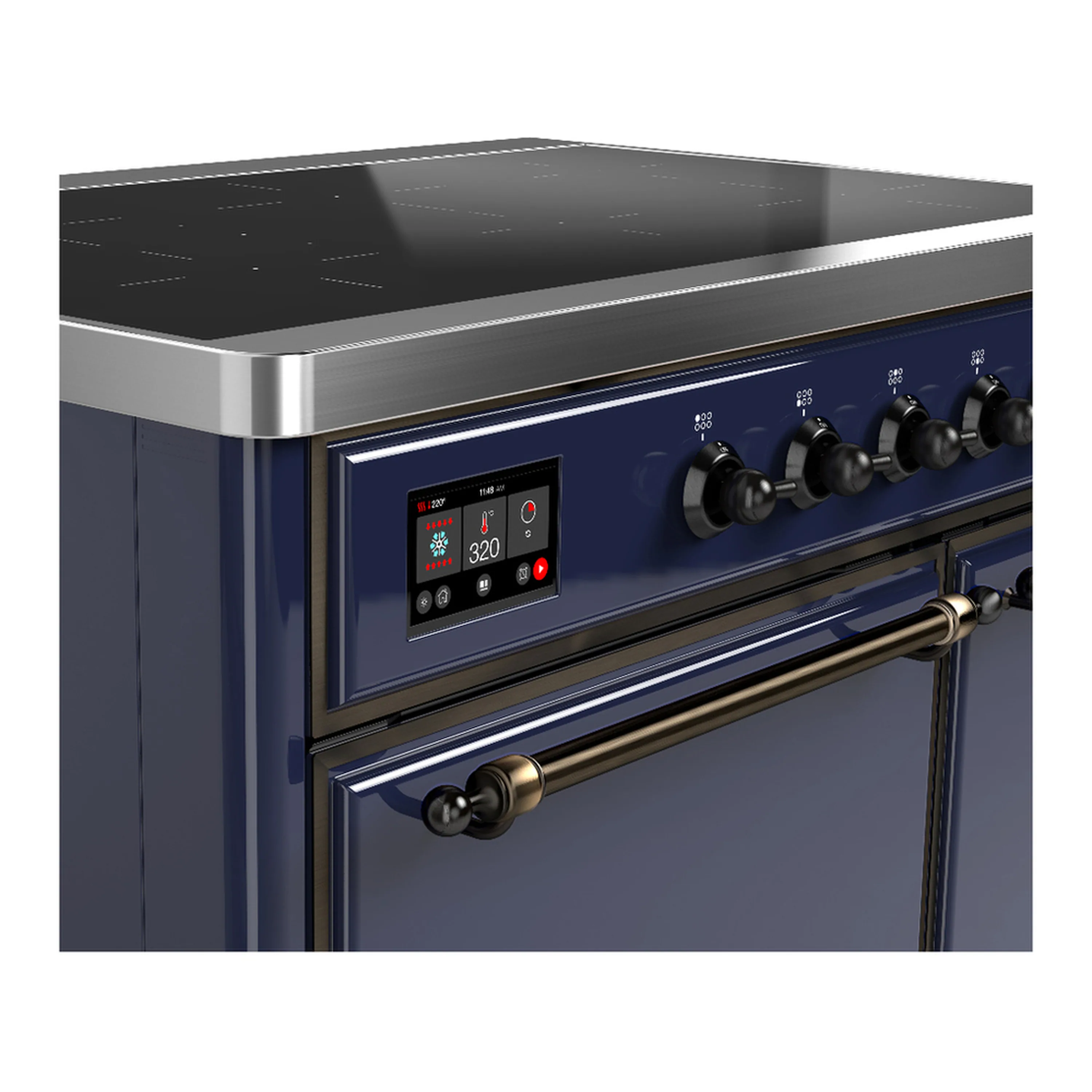 ILVE Majestic III 40-Inch Induction Range with 6 Induction Elements and Solid Door Electric Oven in Mightnight Blue with Burnished Trim (UMDIB40QNR3MBB) - Image 7