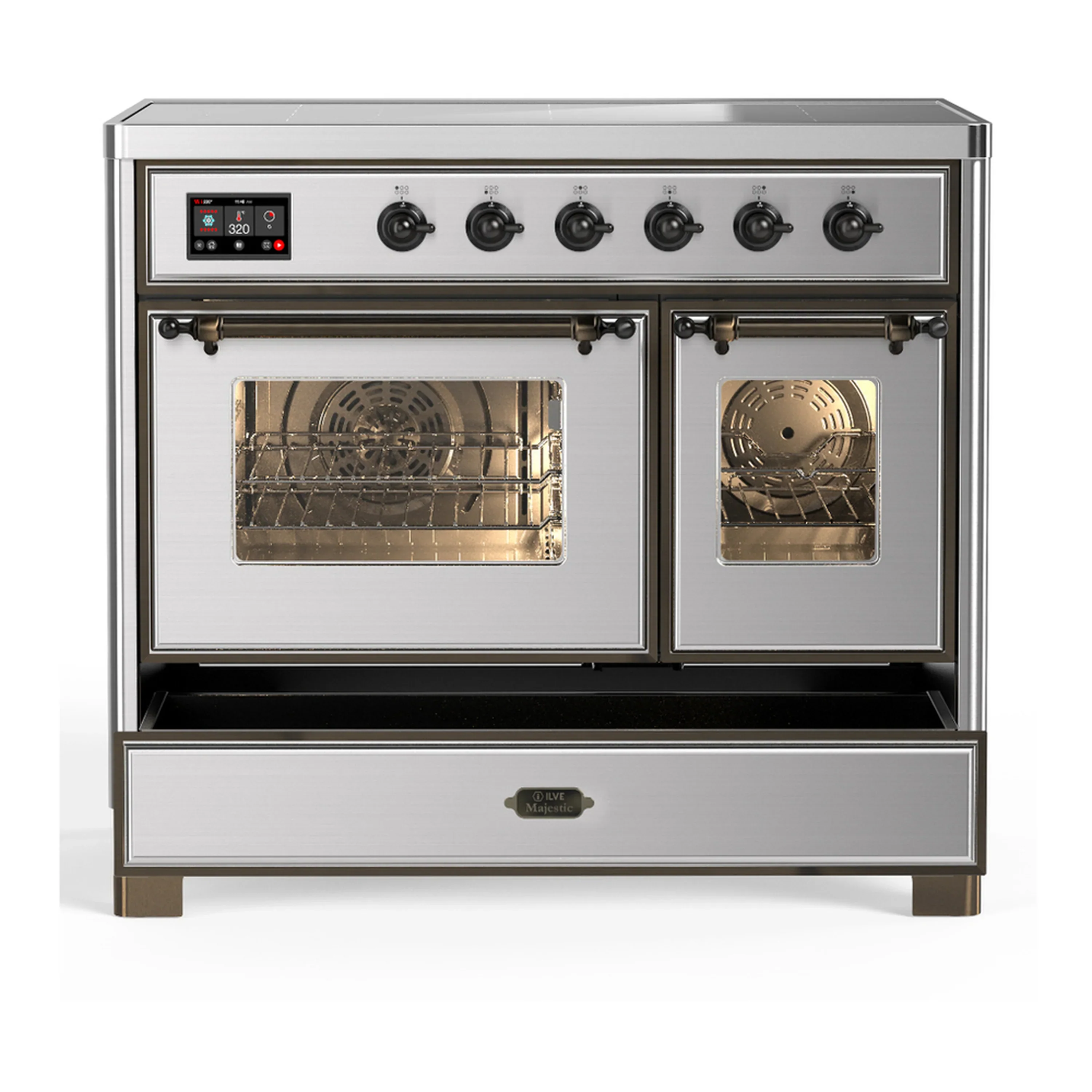 ILVE Majestic III 40-Inch Induction Range with 6 Induction Elements and Triple Glass Door Electric Oven in Stainless Steel with Burnished Trim (UMDIB40NR3SSB) - Image 3