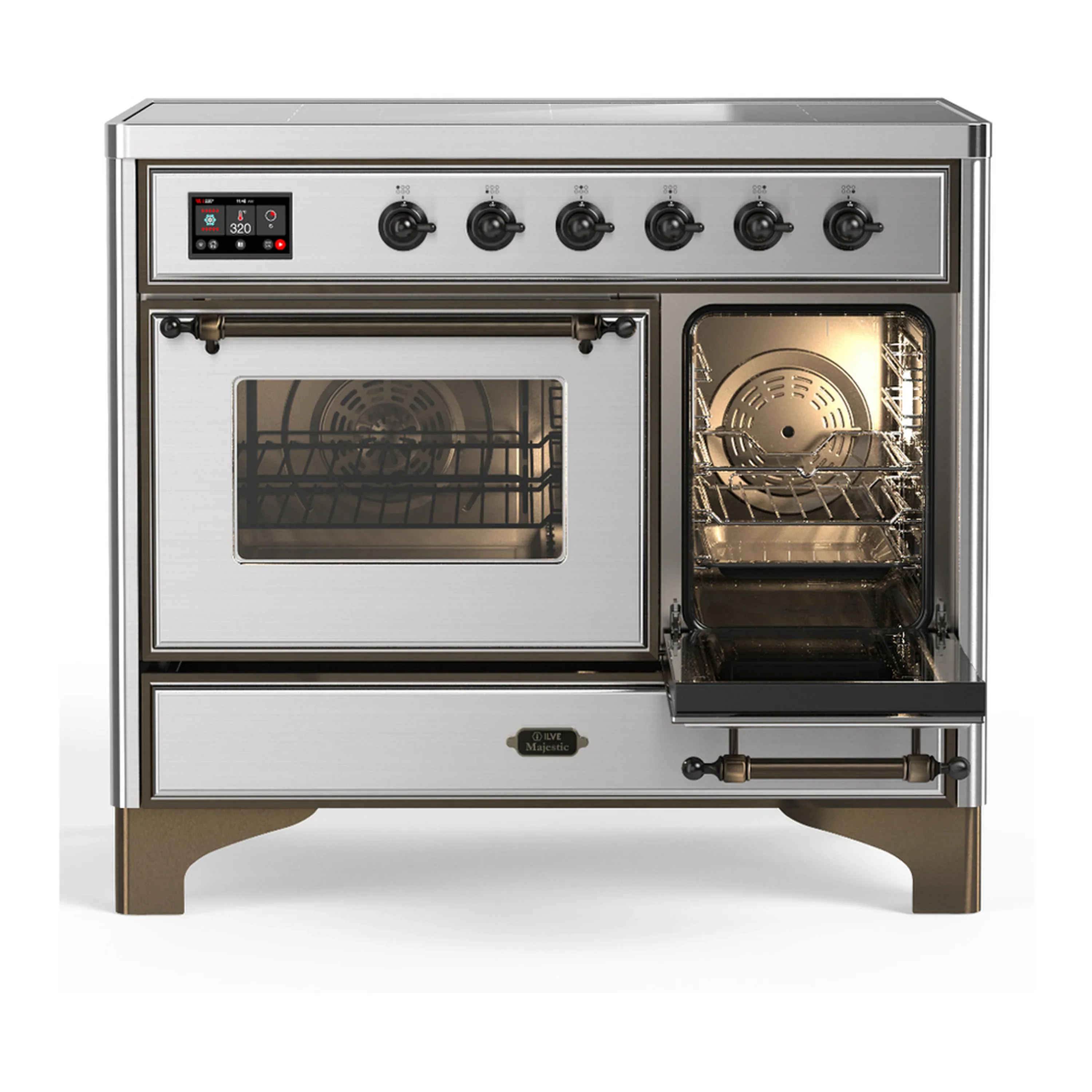 ILVE Majestic III 40-Inch Induction Range with 6 Induction Elements and Triple Glass Door Electric Oven in Stainless Steel with Burnished Trim (UMDIB40NR3SSB) - Image 4