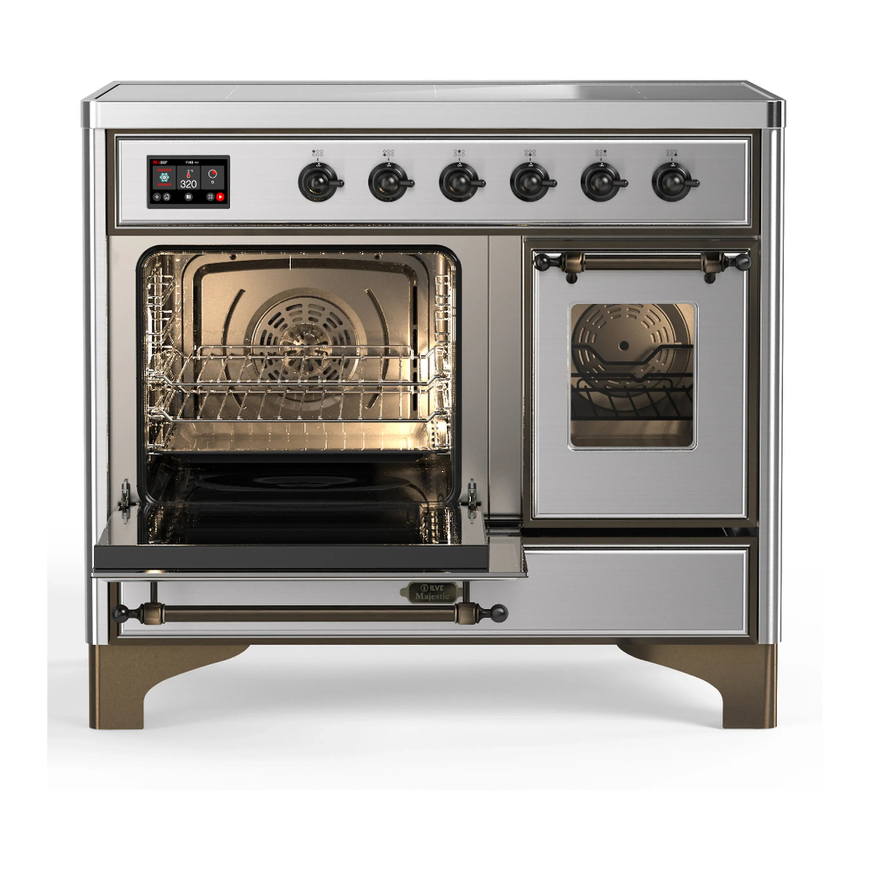 ILVE Majestic III 40-Inch Induction Range with 6 Induction Elements and Triple Glass Door Electric Oven in Stainless Steel with Burnished Trim (UMDIB40NR3SSB) - Image 5