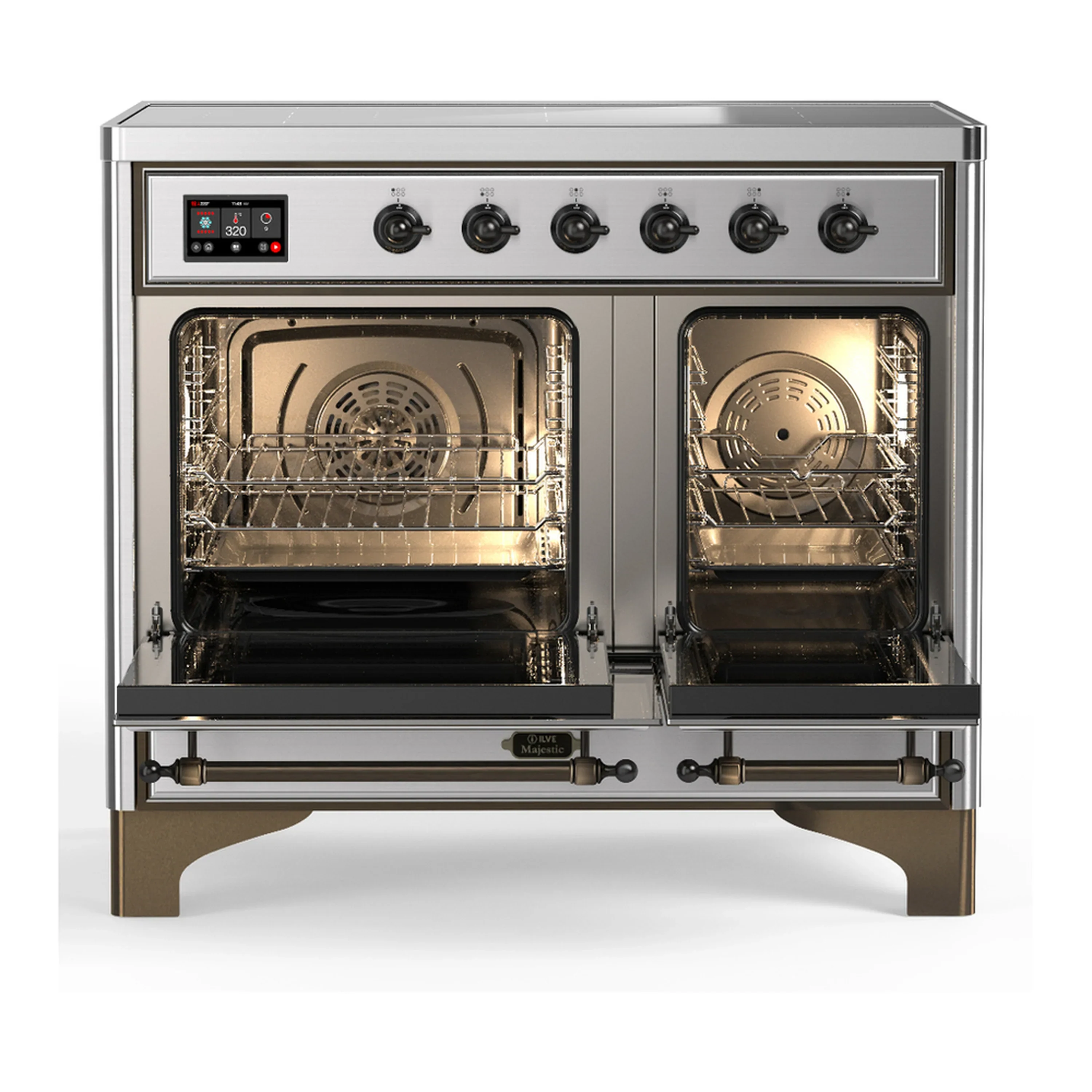 ILVE Majestic III 40-Inch Induction Range with 6 Induction Elements and Triple Glass Door Electric Oven in Stainless Steel with Burnished Trim (UMDIB40NR3SSB) - Image 6